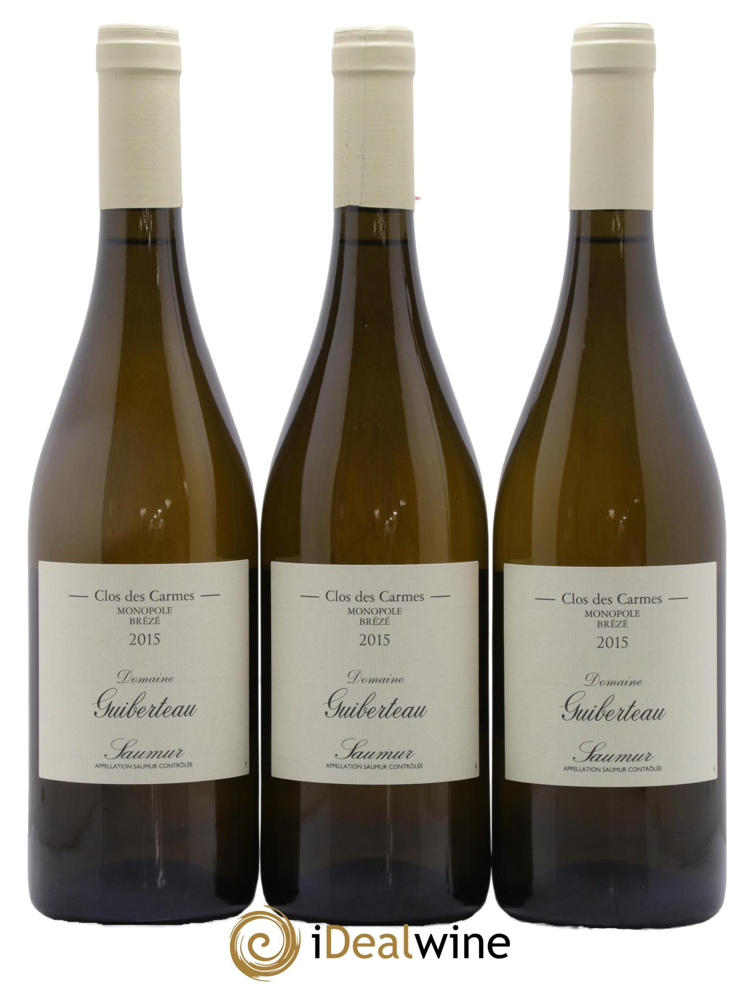 Saumur Brézé Clos des Carmes Domaine Guiberteau 2015 - Lot de 3 bouteilles - 0