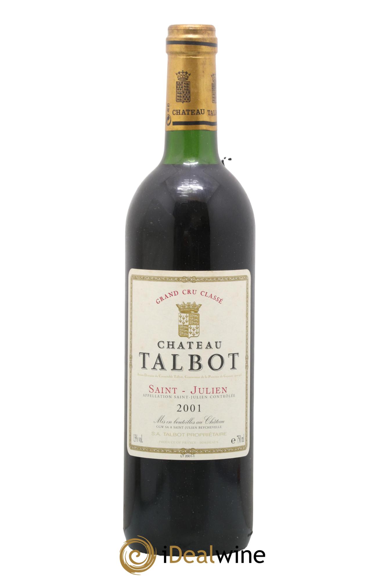 Château Talbot 4ème Grand Cru Classé 2001 - Lotto di 1 bottiglia - 0