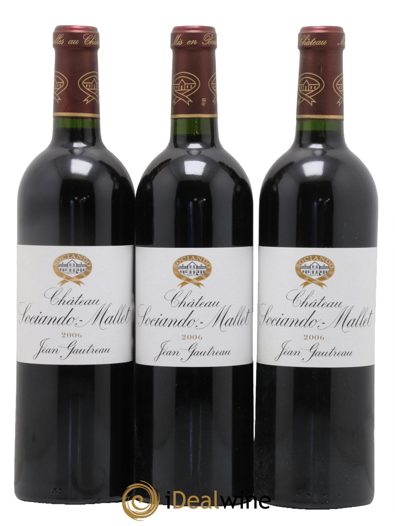 Château Sociando Mallet 2006 - Lot de 3 bouteilles - 0