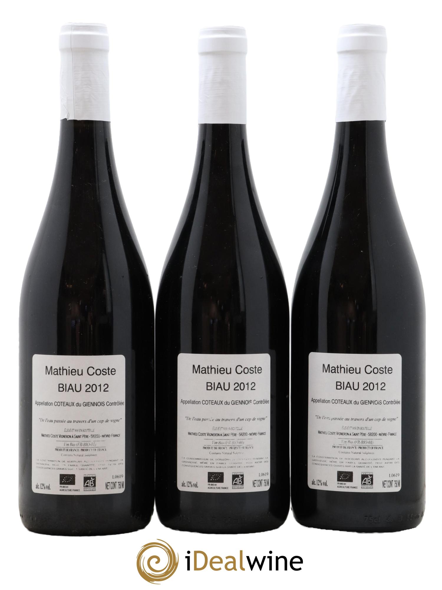 Vin de France Biau Mathieu Coste 2012 - Lot de 3 bouteilles - 1