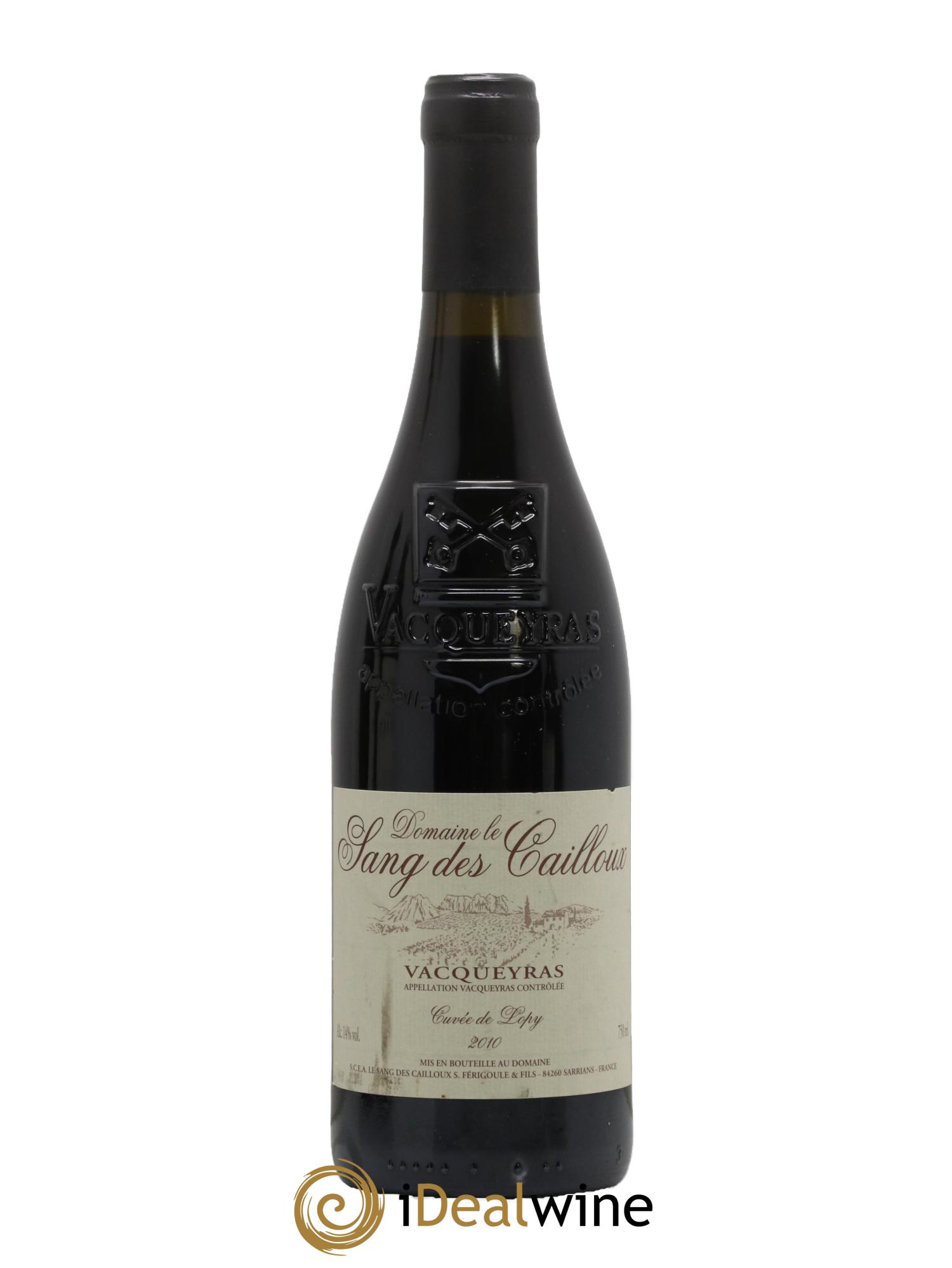 Vacqueyras Cuvée de Lopy Le Sang des Cailloux 2010 - Lot de 1 bouteille - 0