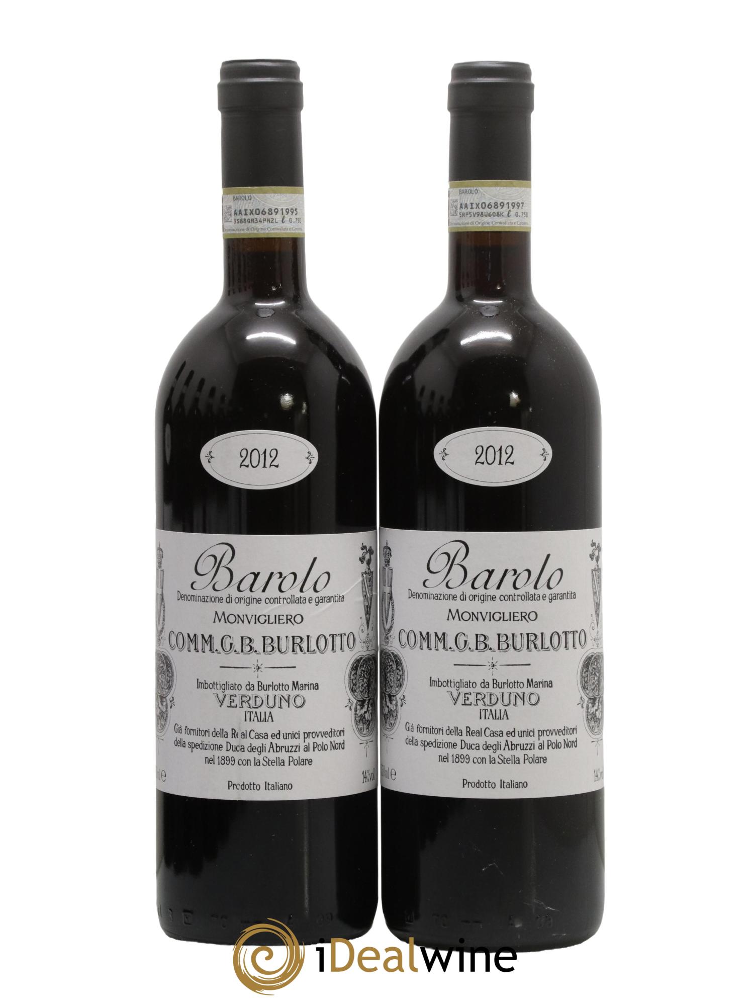 Barolo DOCG Monvigliero Comm. Giovan Battista Burlotto 2012 - Lotto di 2 bottiglie - 0