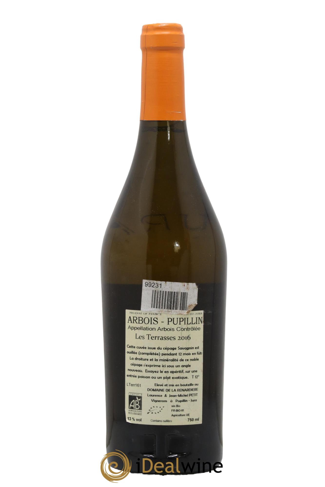 Arbois Les Terrasses Domaine de la Renardière  2016 - Lot de 1 bouteille - 1