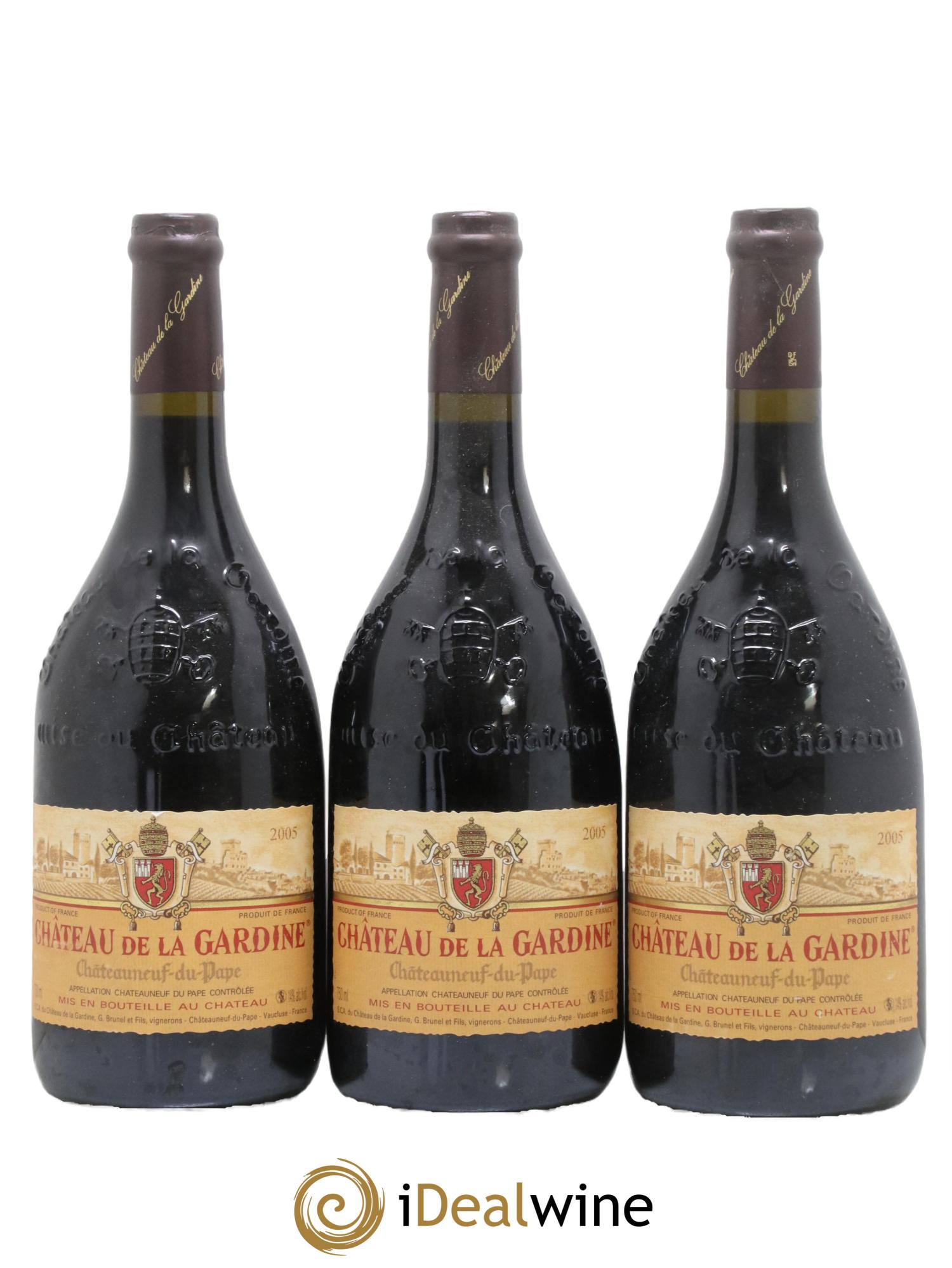 Châteauneuf-du-Pape Château de La Gardine Famille Brunel 2005 - Posten von 3 Flaschen - 0