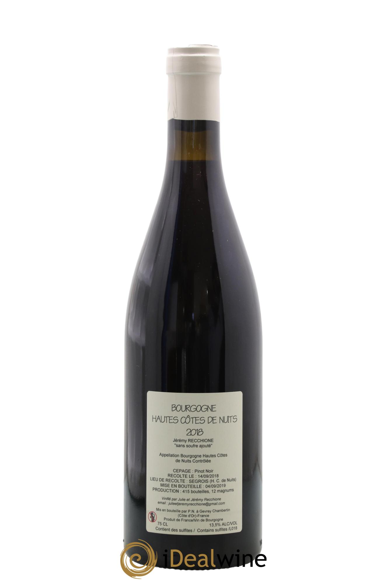 Hautes-Côtes de Nuits Domaine Jérémy Recchione 2018 - Lot de 1 bouteille - 1