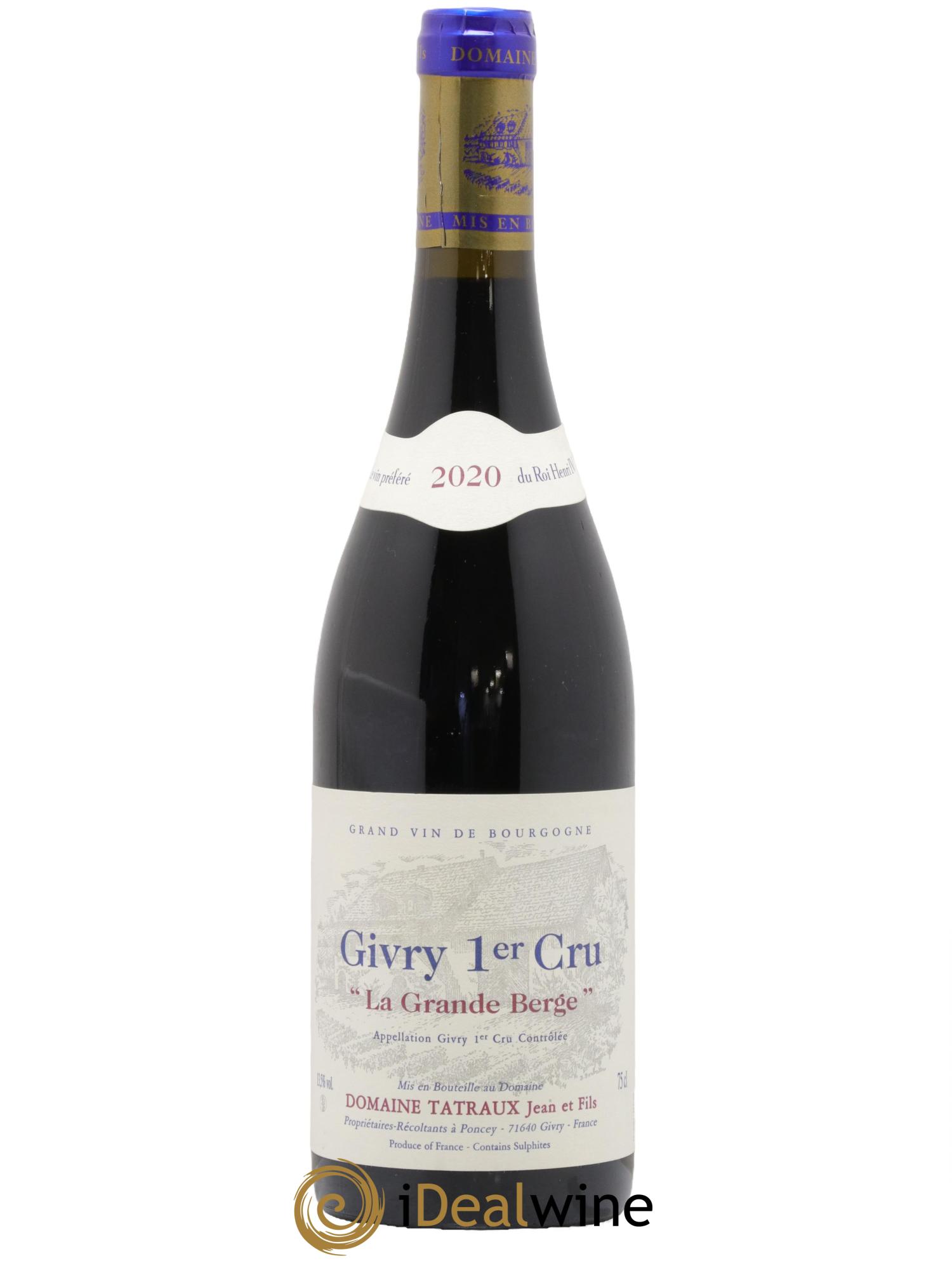 Givry 1er Cru La Grande Berge Domaine Tatraux 2020 - Lotto di 1 bottiglia - 0