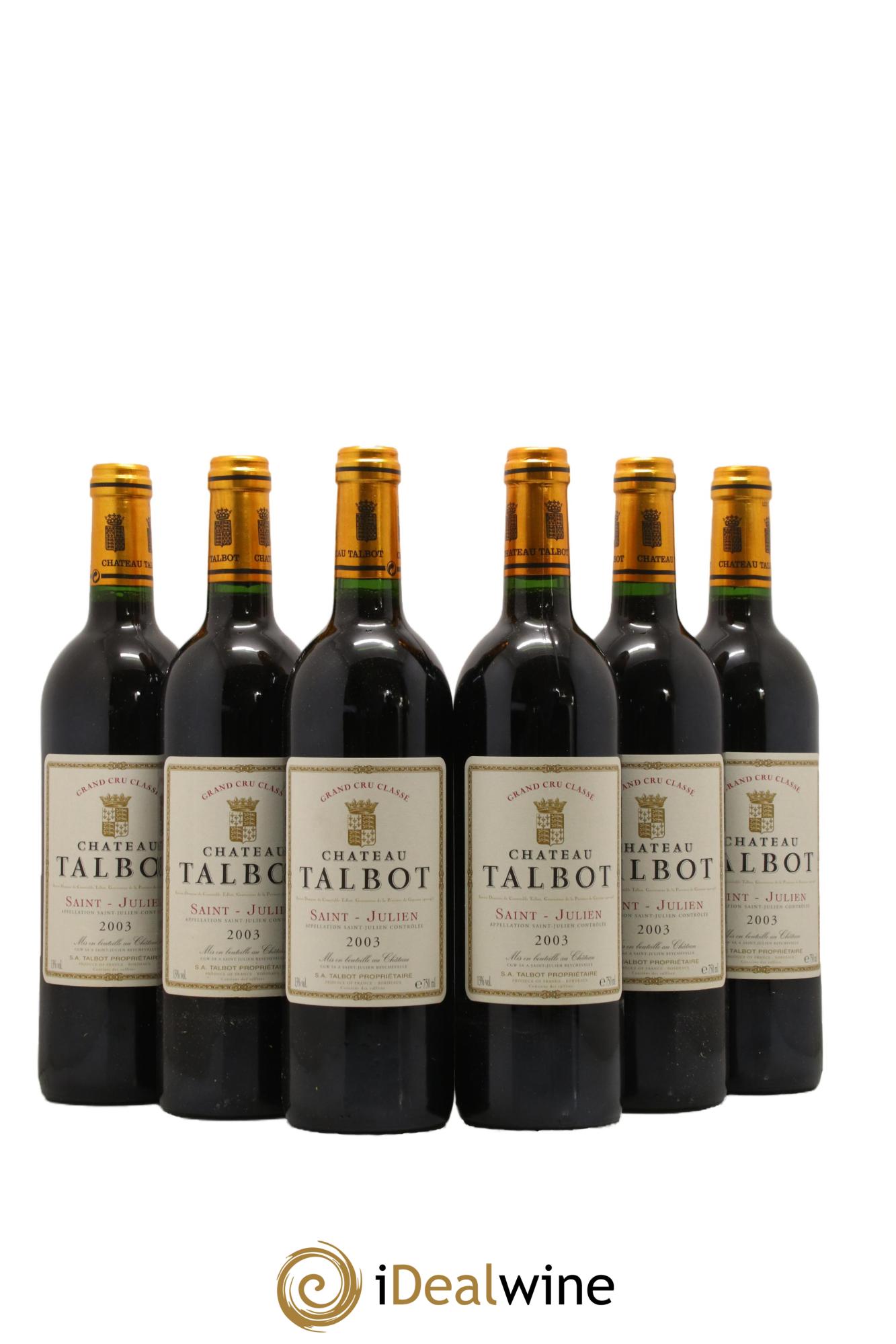 Château Talbot 4ème Grand Cru Classé 2003 - Lot of 6 bottles - 0