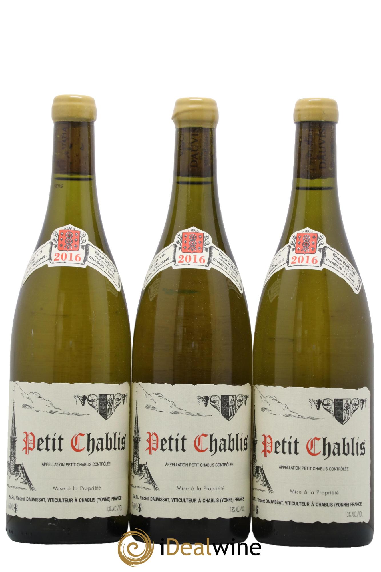 Petit Chablis Vincent Dauvissat (Domaine) 2016 - Lot of 3 bottles - 0