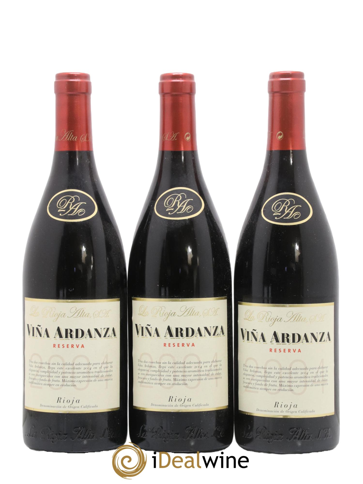 Rioja DOCa Vina Ardanza Reserva La Rioja Alta 2004 - Lot de 3 bouteilles - 0