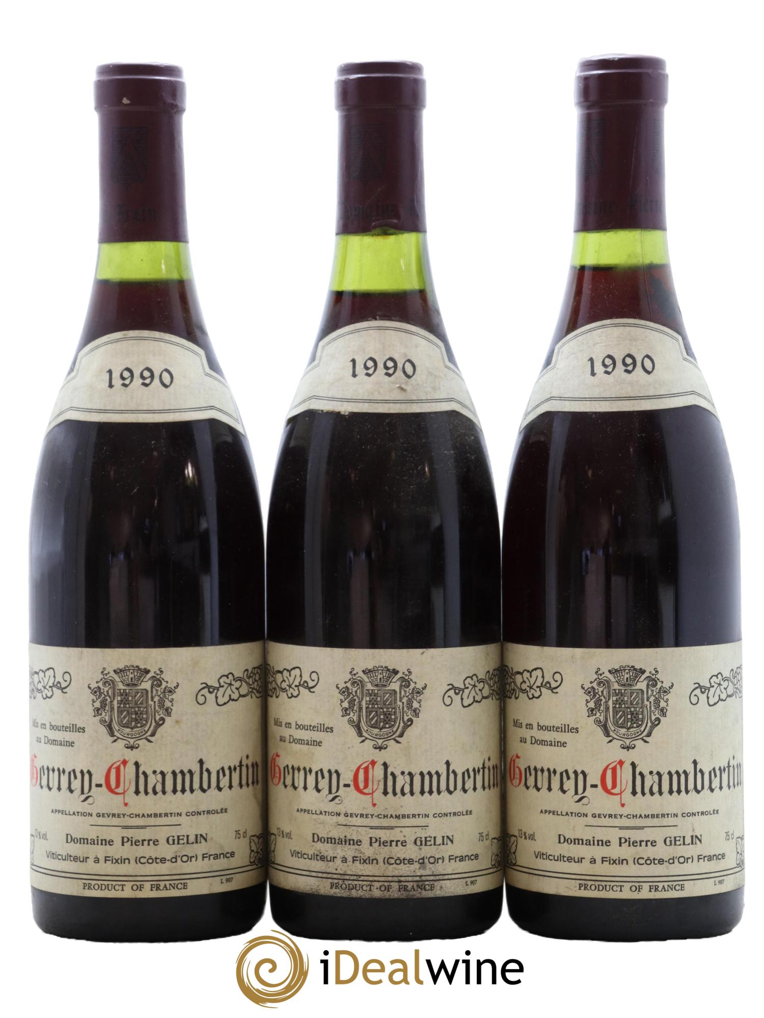 Gevrey-Chambertin Pierre Gelin 1990 - Lot de 3 bouteilles - 0