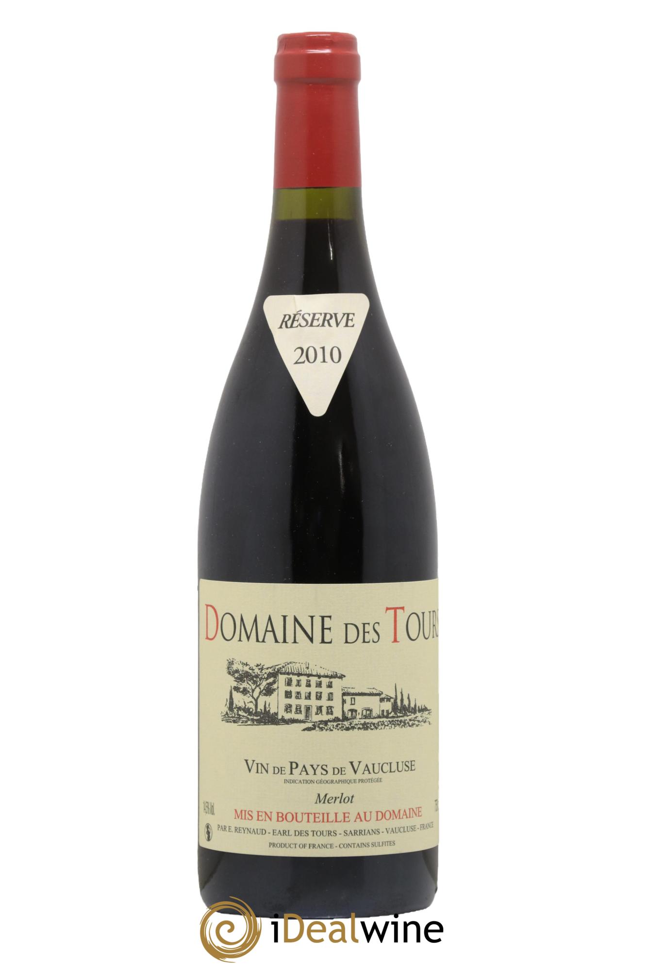 IGP Pays du Vaucluse (Vin de Pays du Vaucluse) Domaine des Tours Merlot Emmanuel Reynaud 2010 - Lot de 1 bouteille - 0