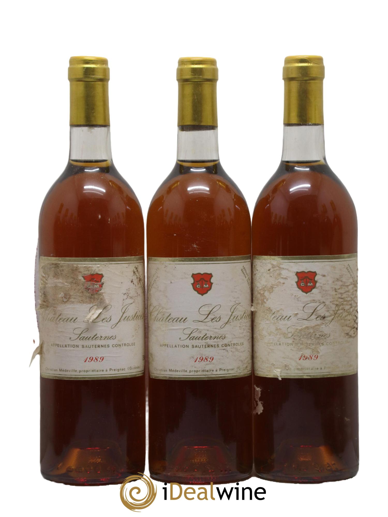 Sauternes Les Justices Domaine Medeville 1989 - Lot de 12 bouteilles - 1