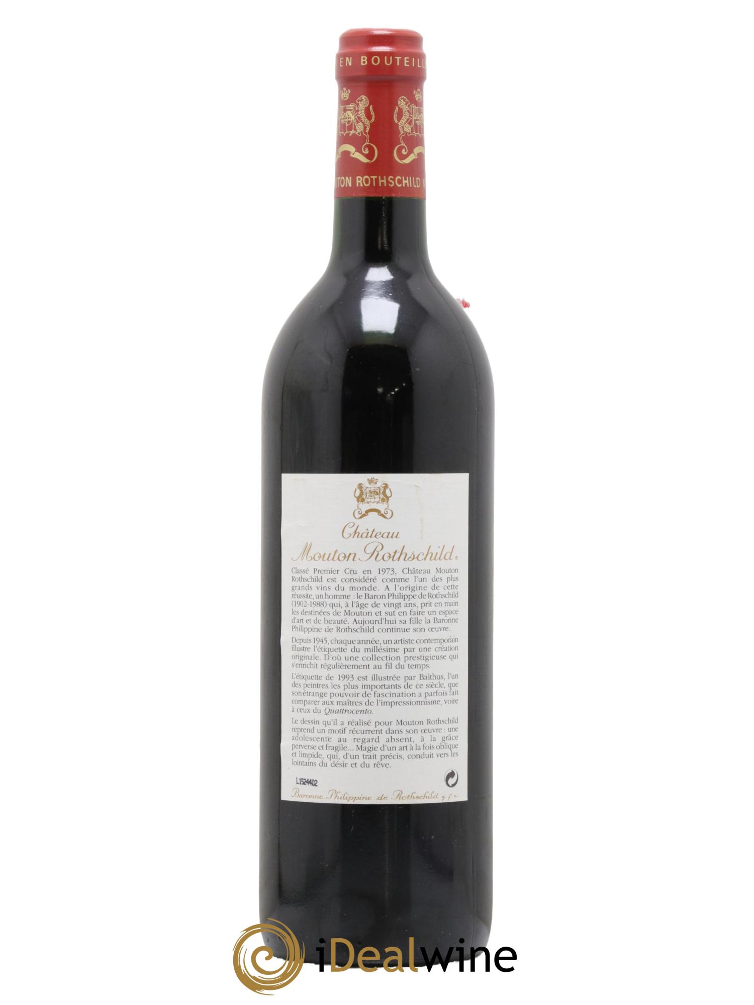 Château Mouton Rothschild 1er Grand Cru Classé  1993 - Lot de 1 bouteille - 1