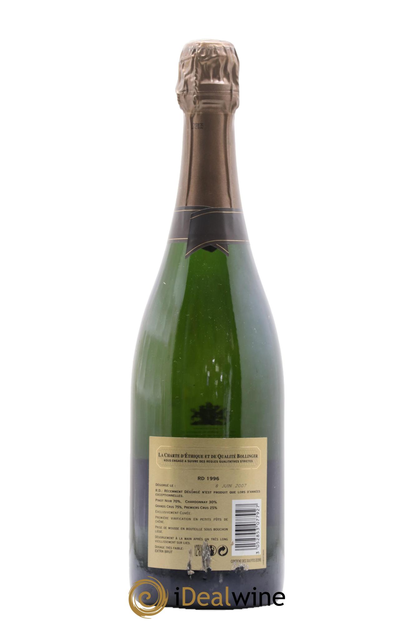 R.D. Extra Brut Bollinger 1996 - Lotto di 1 bottiglia - 1