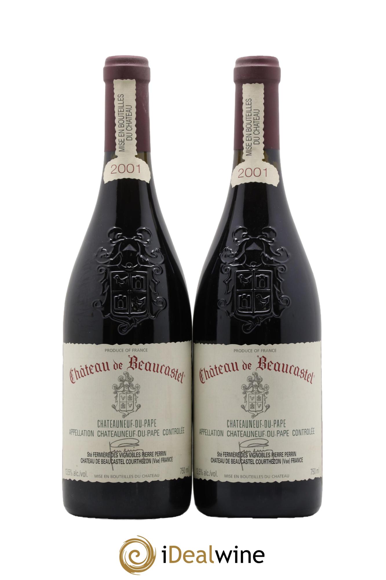 Châteauneuf-du-Pape Château de Beaucastel Famille Perrin 2001 - Lotto di 2 bottiglie - 0