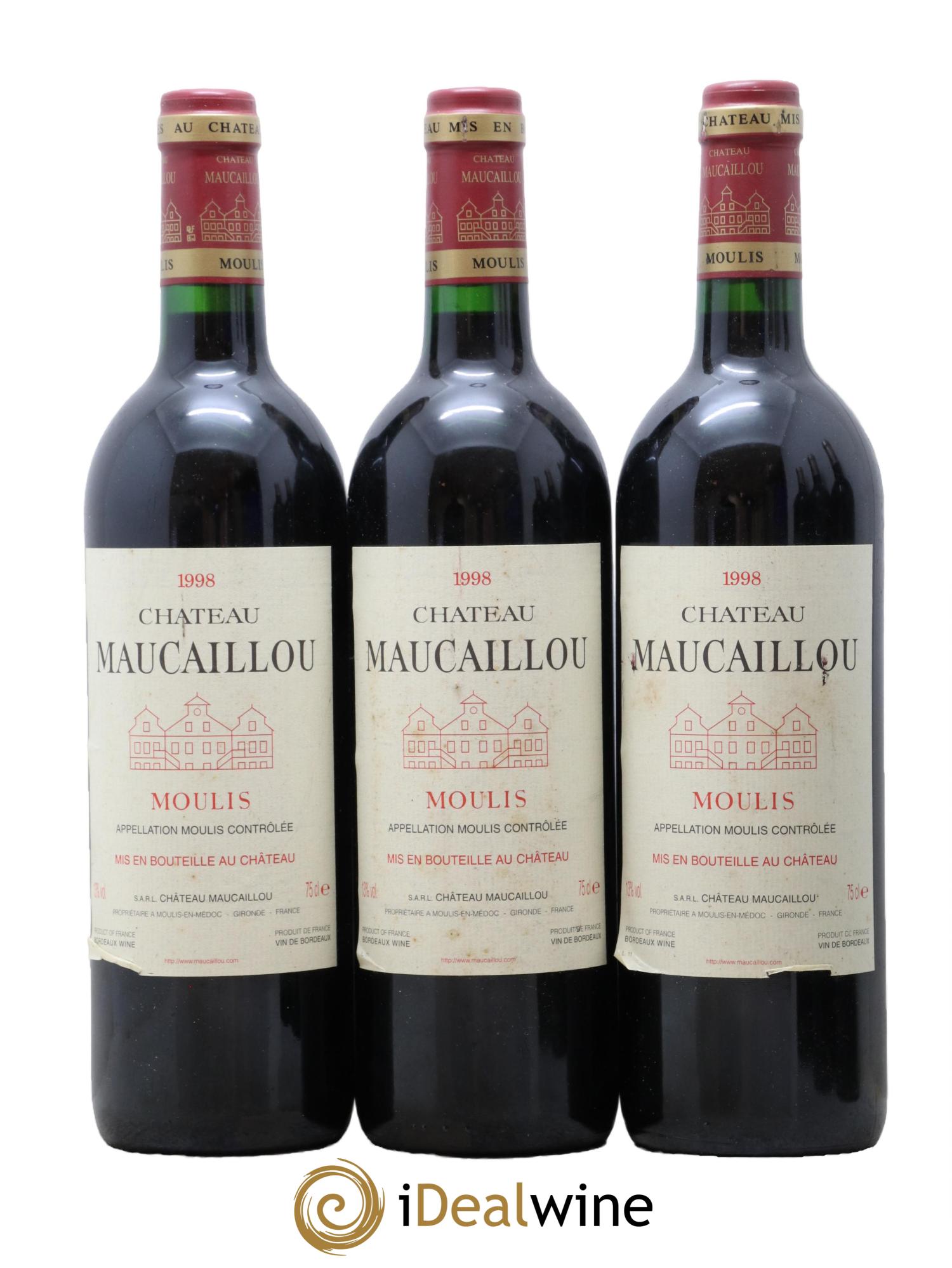 Château Maucaillou 1998 - Posten von 3 Flaschen - 0