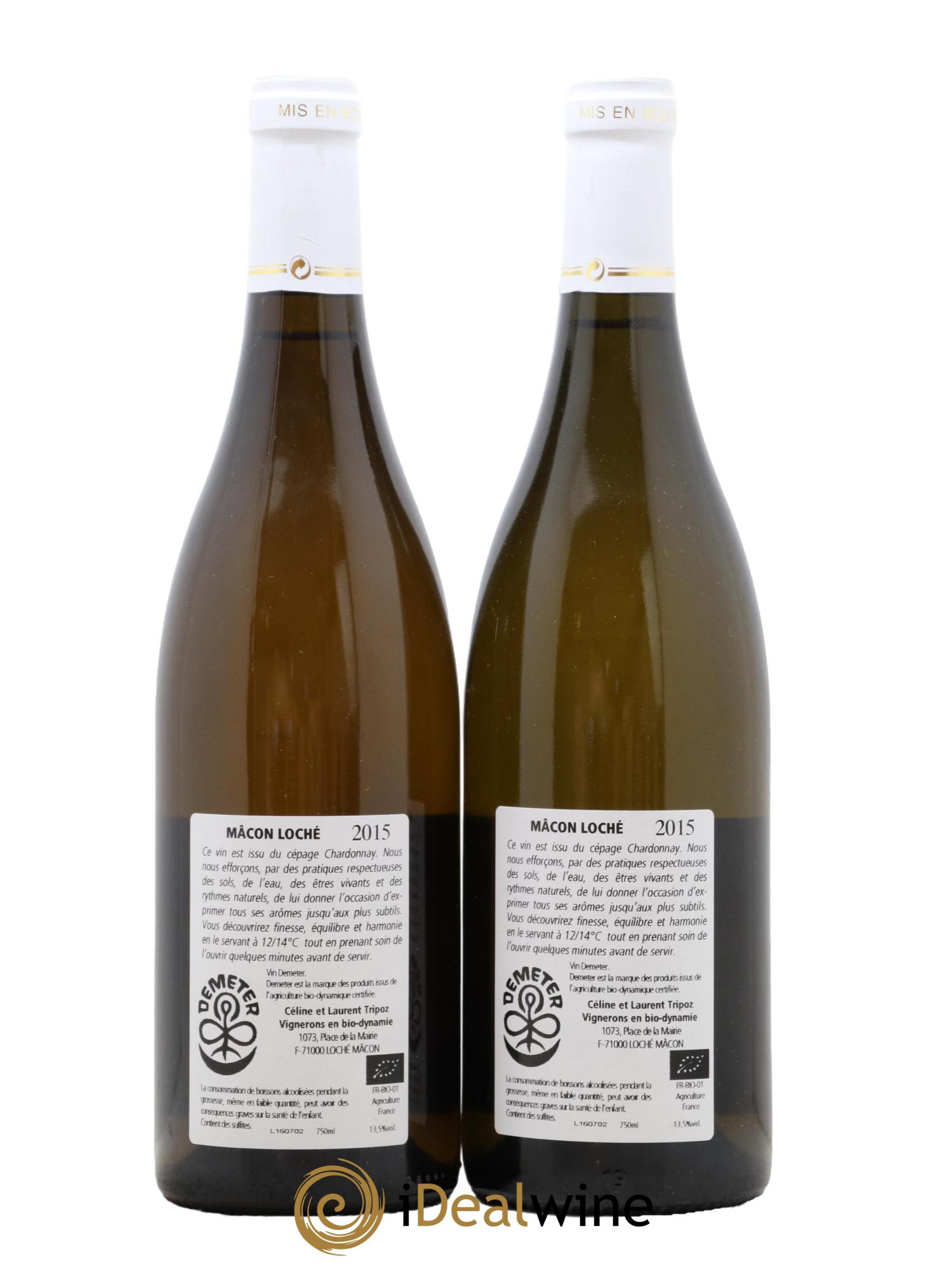 Mâcon Loche Cuvee Du Clocher Tripoz 2015 - Lot de 2 bouteilles - 1