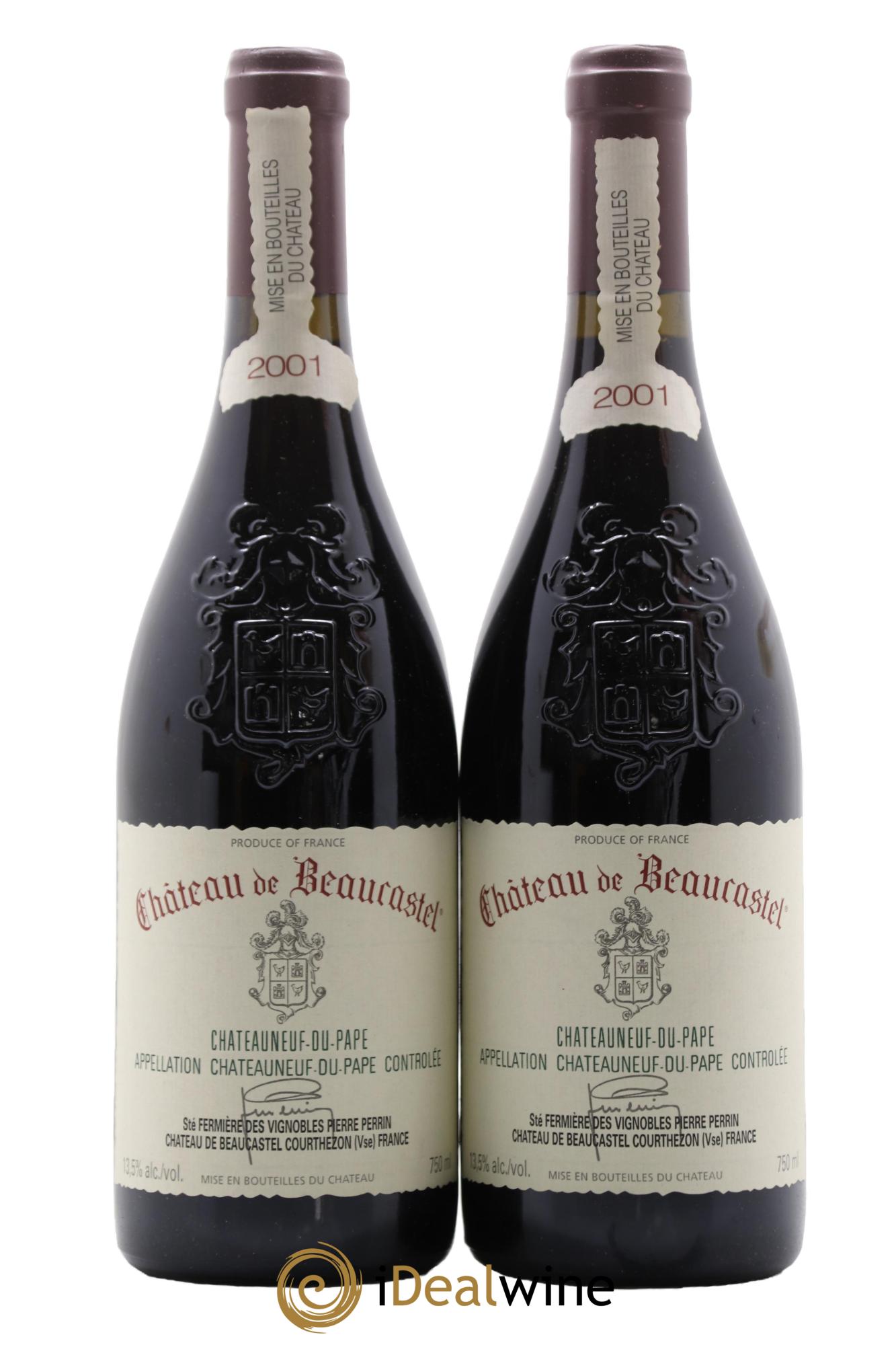 Châteauneuf-du-Pape Château de Beaucastel Famille Perrin 2001 - Posten von 2 Flaschen - 0