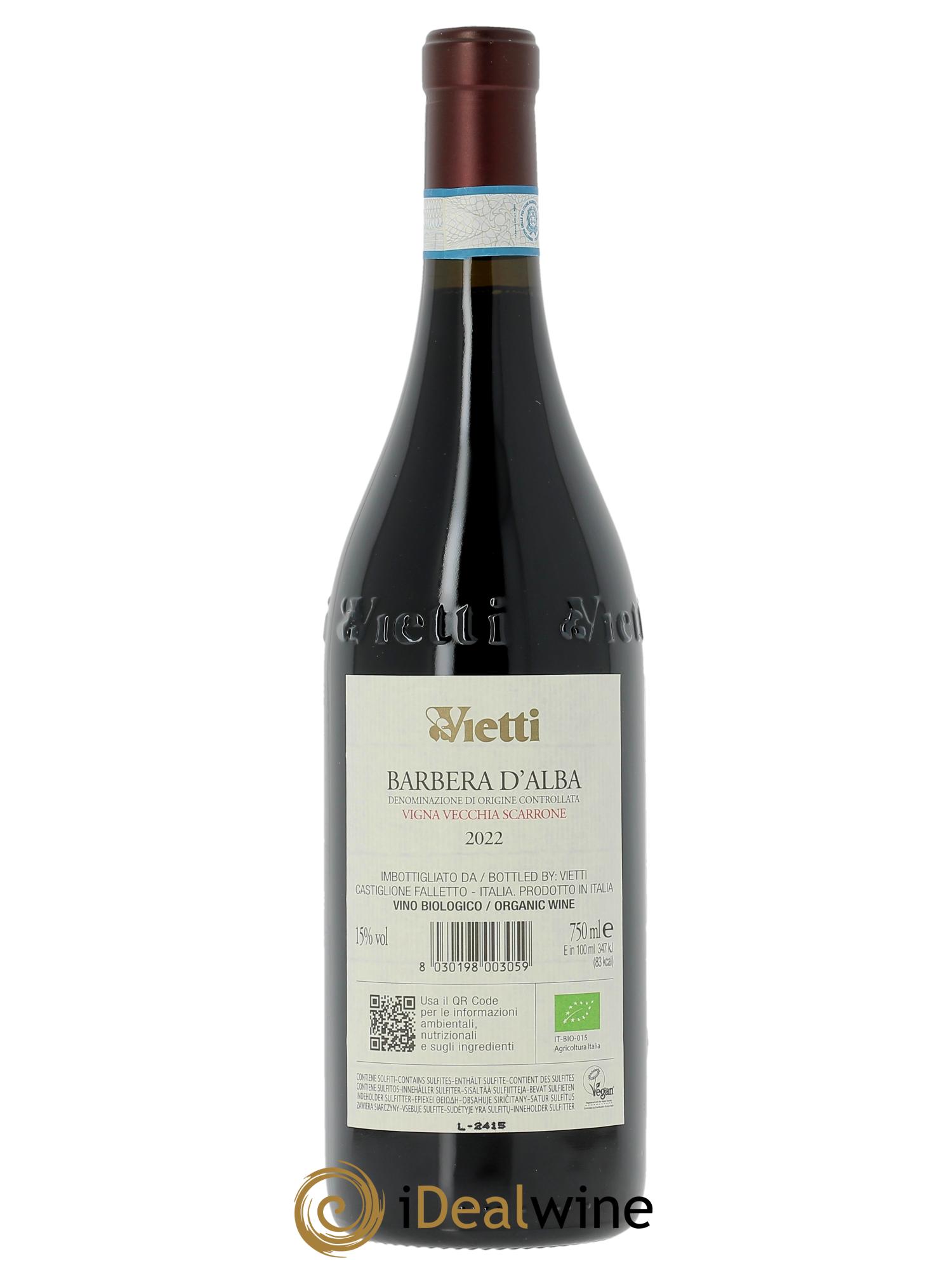 Barbera d'Alba DOC Vigna Vecchia Scarrone Vietti   2022 - Lotto di 1 bottiglia - 1