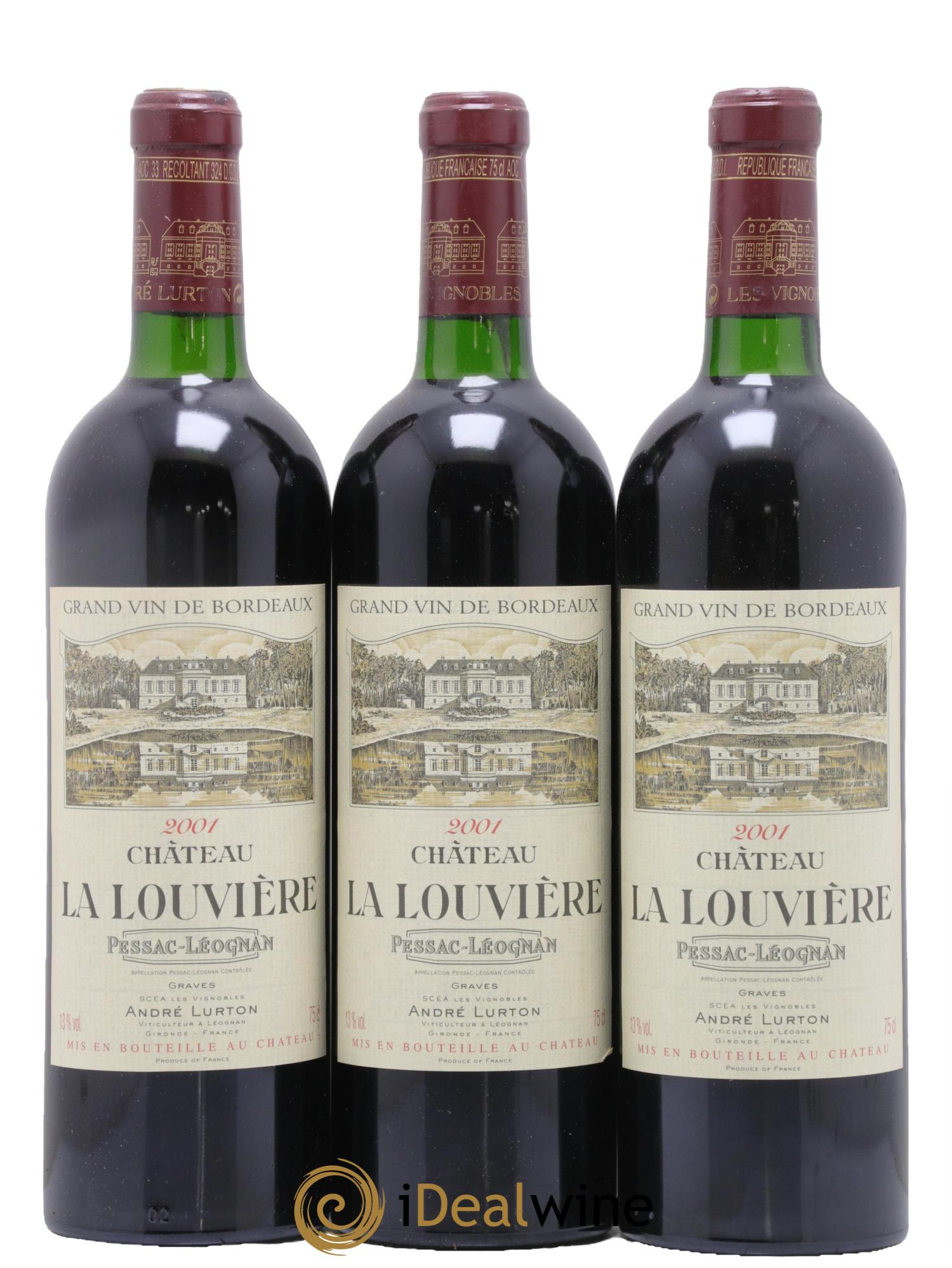 Château la Louvière 2001 - Lot de 3 bouteilles - 0