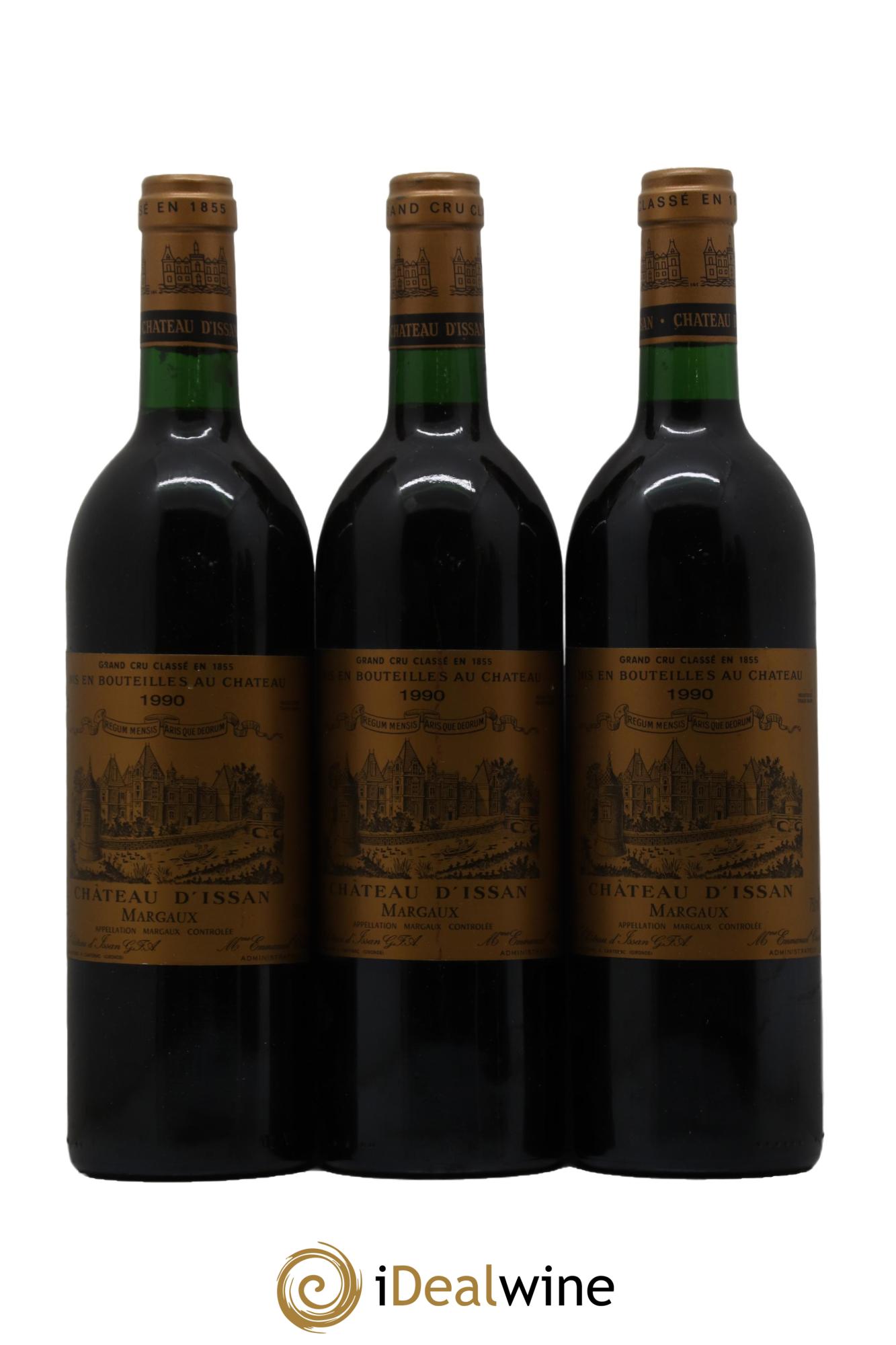 Château d'Issan 3ème Grand Cru Classé  1990 - Posten von 3 Flaschen - 0