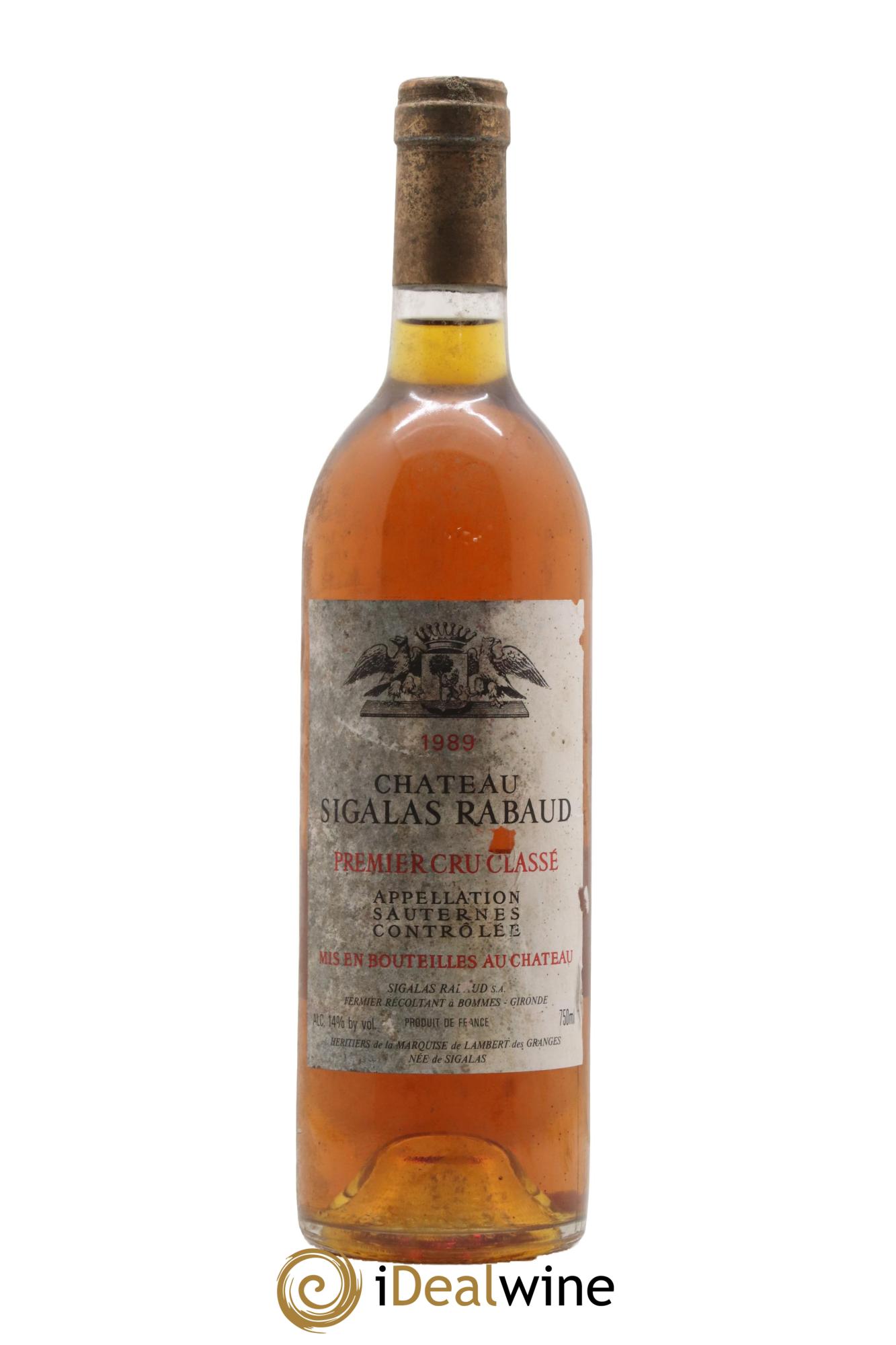 Château Sigalas Rabaud 1er Grand Cru Classé 1989 - Posten von 1 Flasche - 0