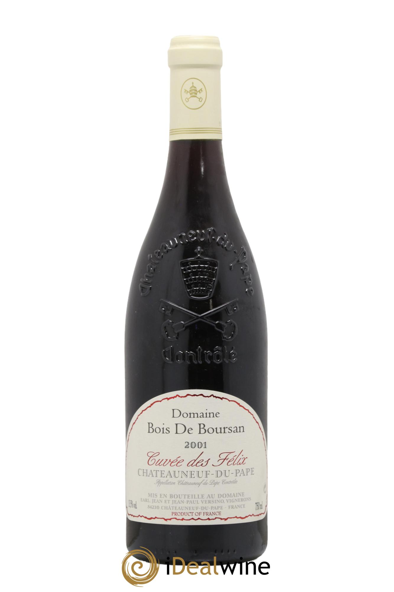 Châteauneuf-du-Pape Bois de Boursan (Domaine) Cuvée des Félix Jean et Jean-Paul Versino 2001 - Lot de 1 bouteille - 0