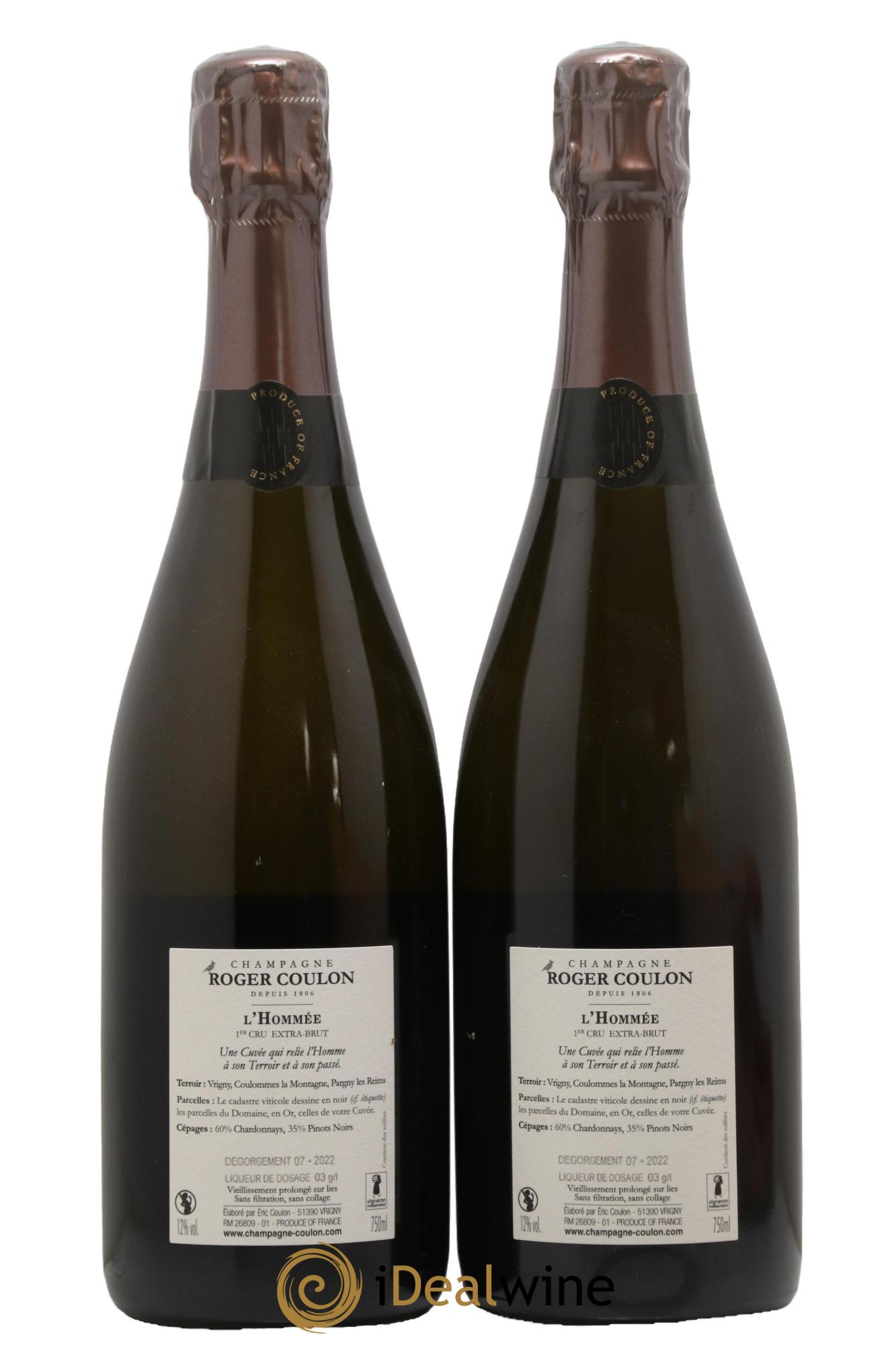 L'Hommée Extra Brut Premier Cru Roger Coulon - Lotto di 2 bottiglie - 1