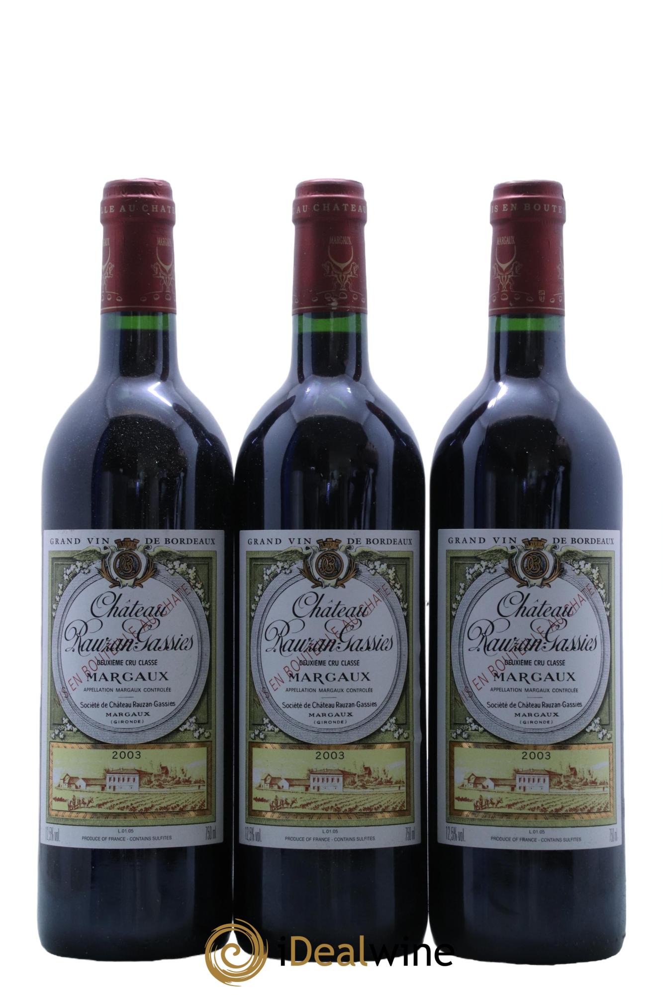 Château Rauzan-Gassies 2ème Grand Cru Classé  2003 - Lotto di 12 bottiglie - 4