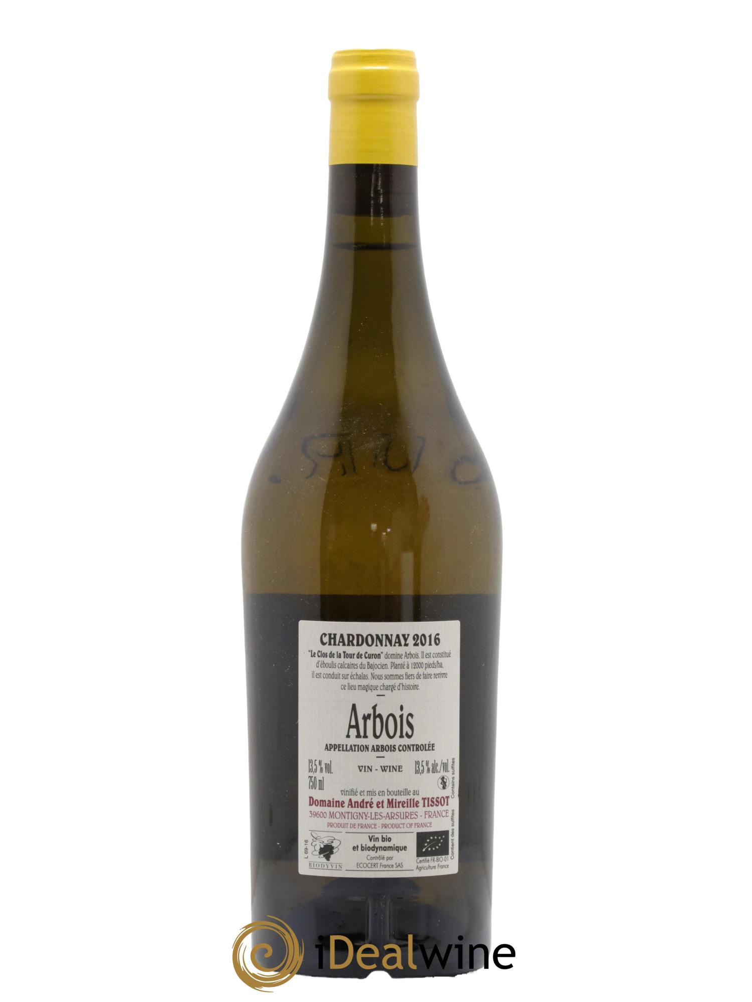 Arbois Chardonnay Le Clos de la Tour de Curon Bénédicte et Stéphane Tissot 2016 - Lot of 1 bottle - 1