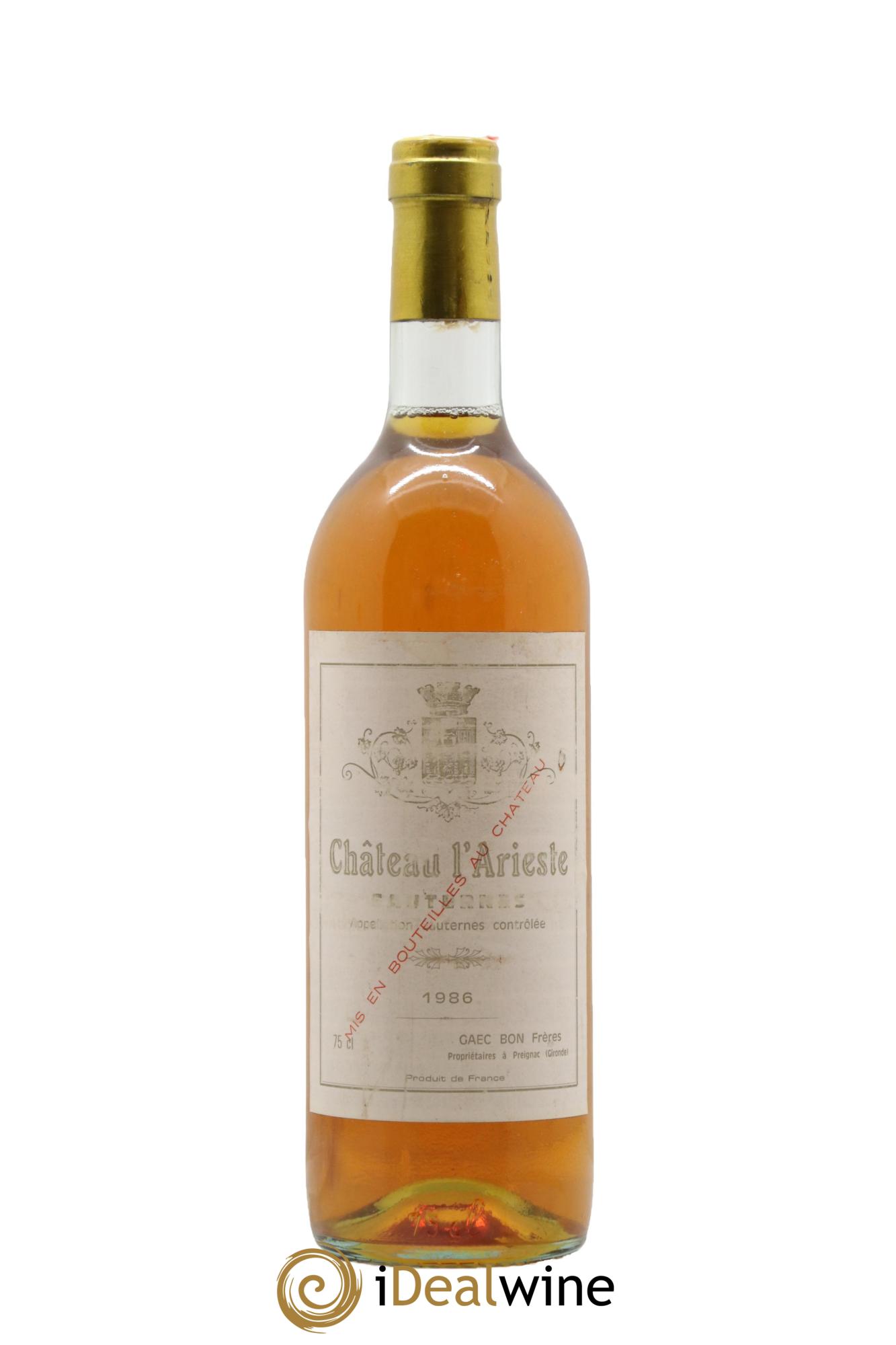 Sauternes Château L'Arieste 1986 - Lotto di 1 bottiglia - 0