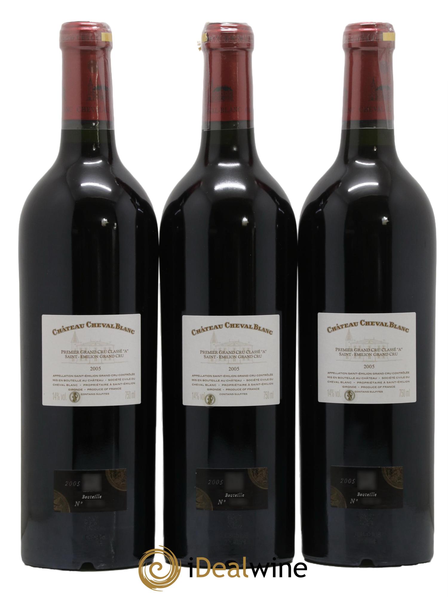 Château Cheval Blanc 1er Grand Cru Classé A 2005 - Posten von 3 Flaschen - 1