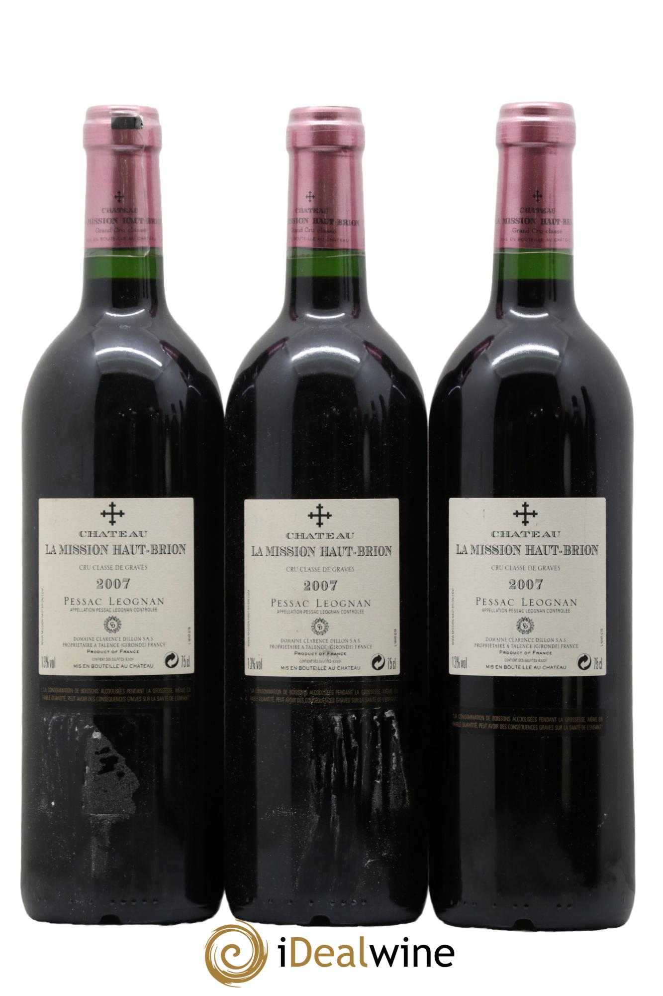 Château la Mission Haut-Brion Cru Classé de Graves 2007 - Posten von 3 Flaschen - 1