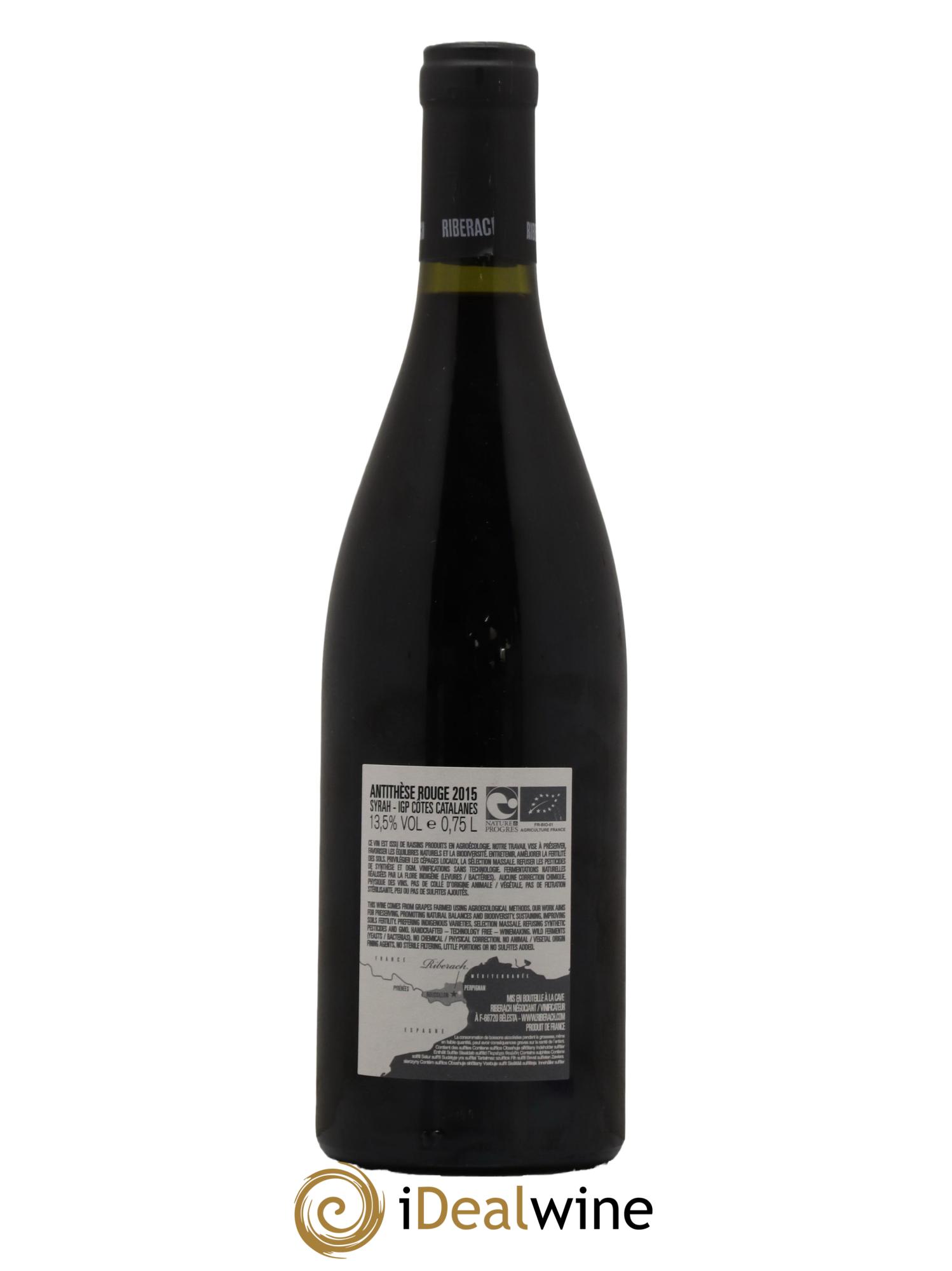 IGP Côtes Catalanes (VDP des Côtes Catalanes) Antithèse Domaine Riberach 2015 - Lot de 1 bouteille - 1