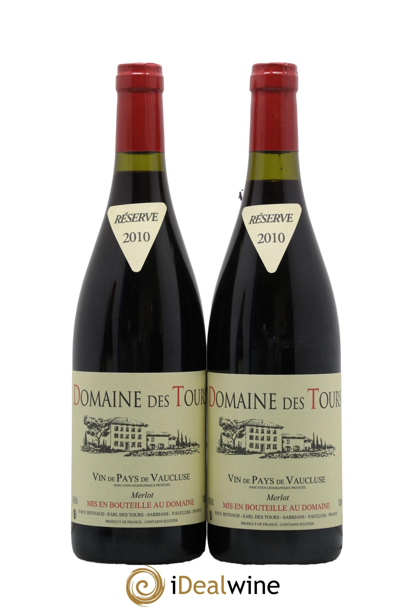 IGP Pays du Vaucluse (Vin de Pays du Vaucluse) Domaine des Tours Merlot Emmanuel Reynaud 2010 - Lotto di 2 bottiglie - 0