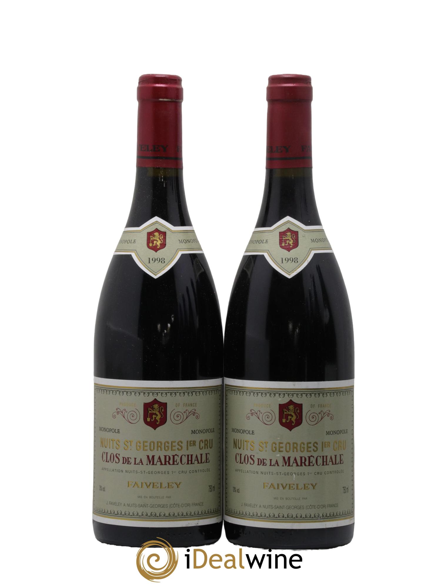 Nuits Saint-Georges 1er Cru Clos de la Maréchale Faiveley 1998 - Lotto di 2 bottiglie - 0