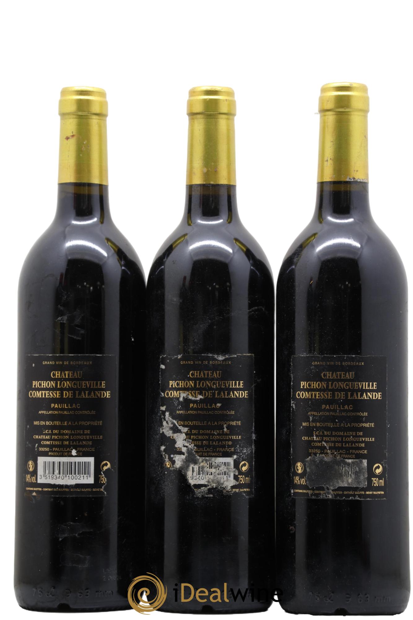 Château Pichon Longueville Comtesse de Lalande 2ème Grand Cru Classé  2010 - Lotto di 3 bottiglie - 1