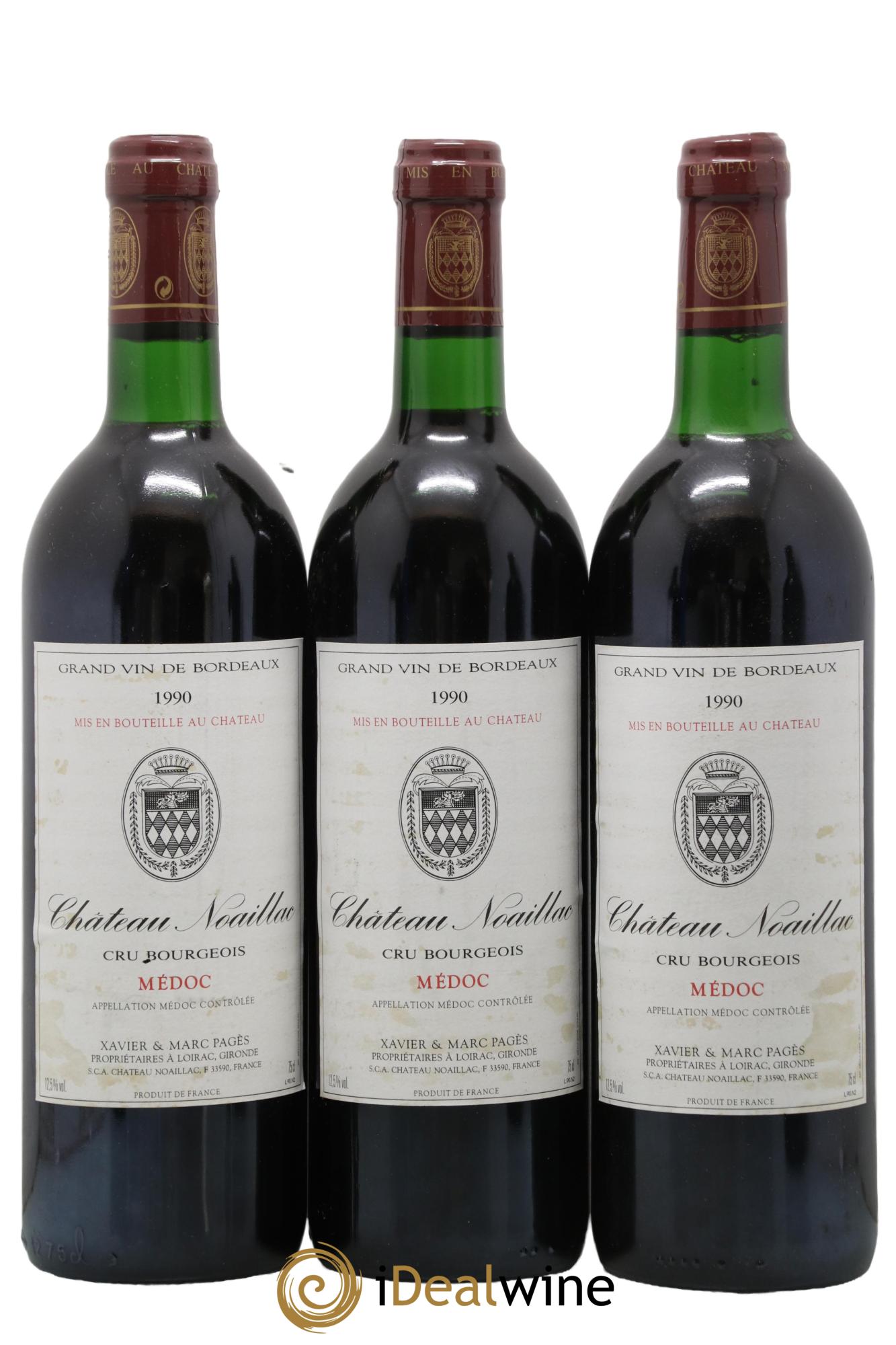 Château Noaillac Cru Bourgeois 1990 - Lot de 3 bouteilles - 0