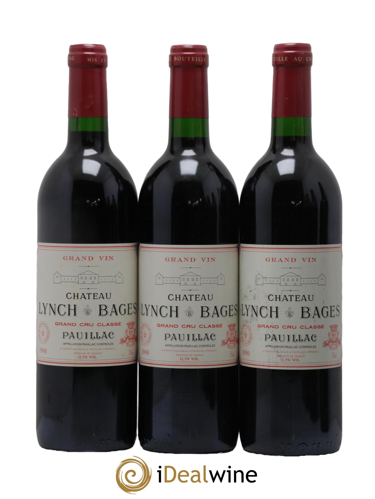 Château Lynch Bages 5ème Grand Cru Classé 1990 - Lot of 3 bottles - 0