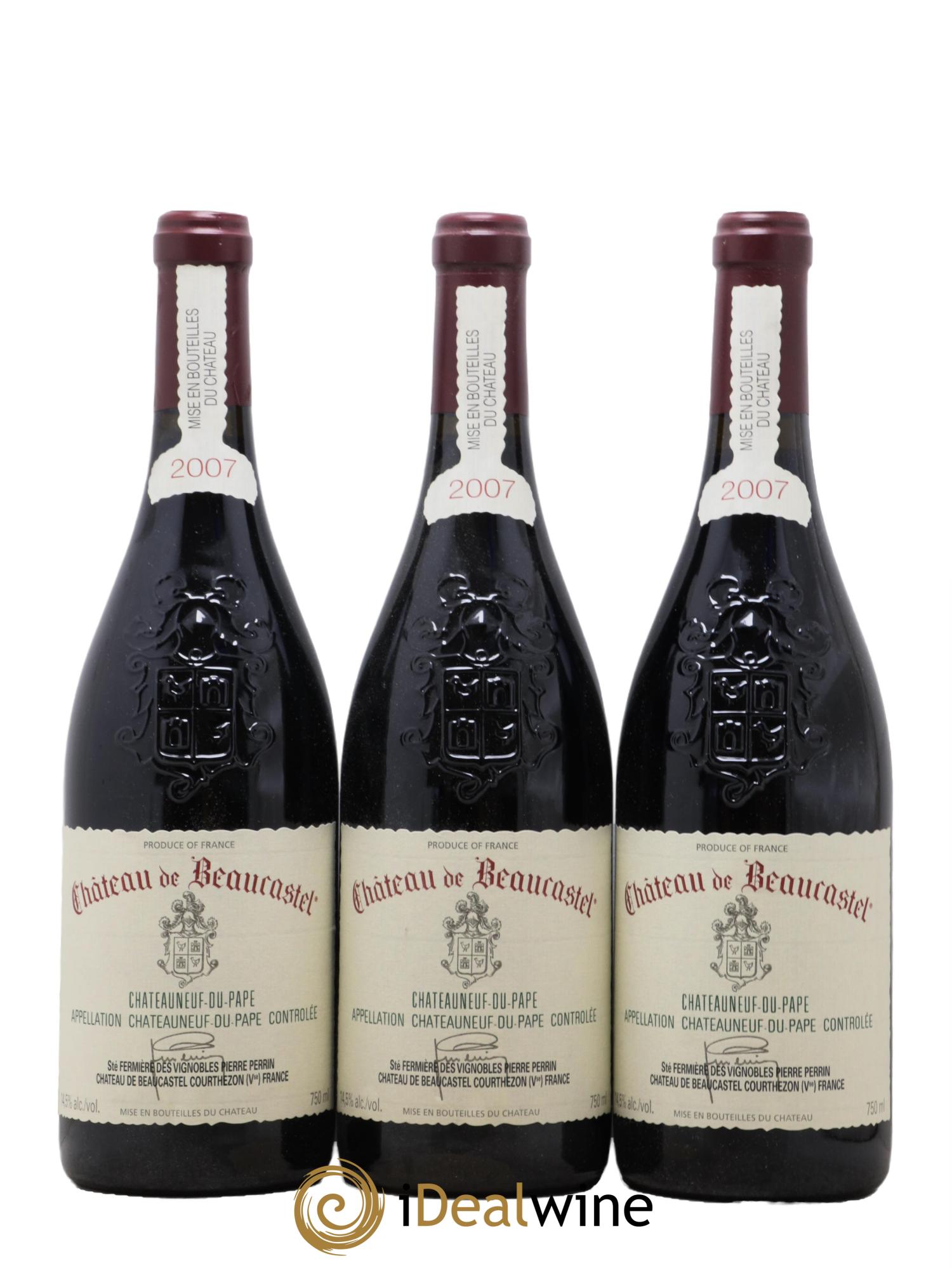 Châteauneuf-du-Pape Château de Beaucastel Famille Perrin 2007 - Lot de 3 bouteilles - 0