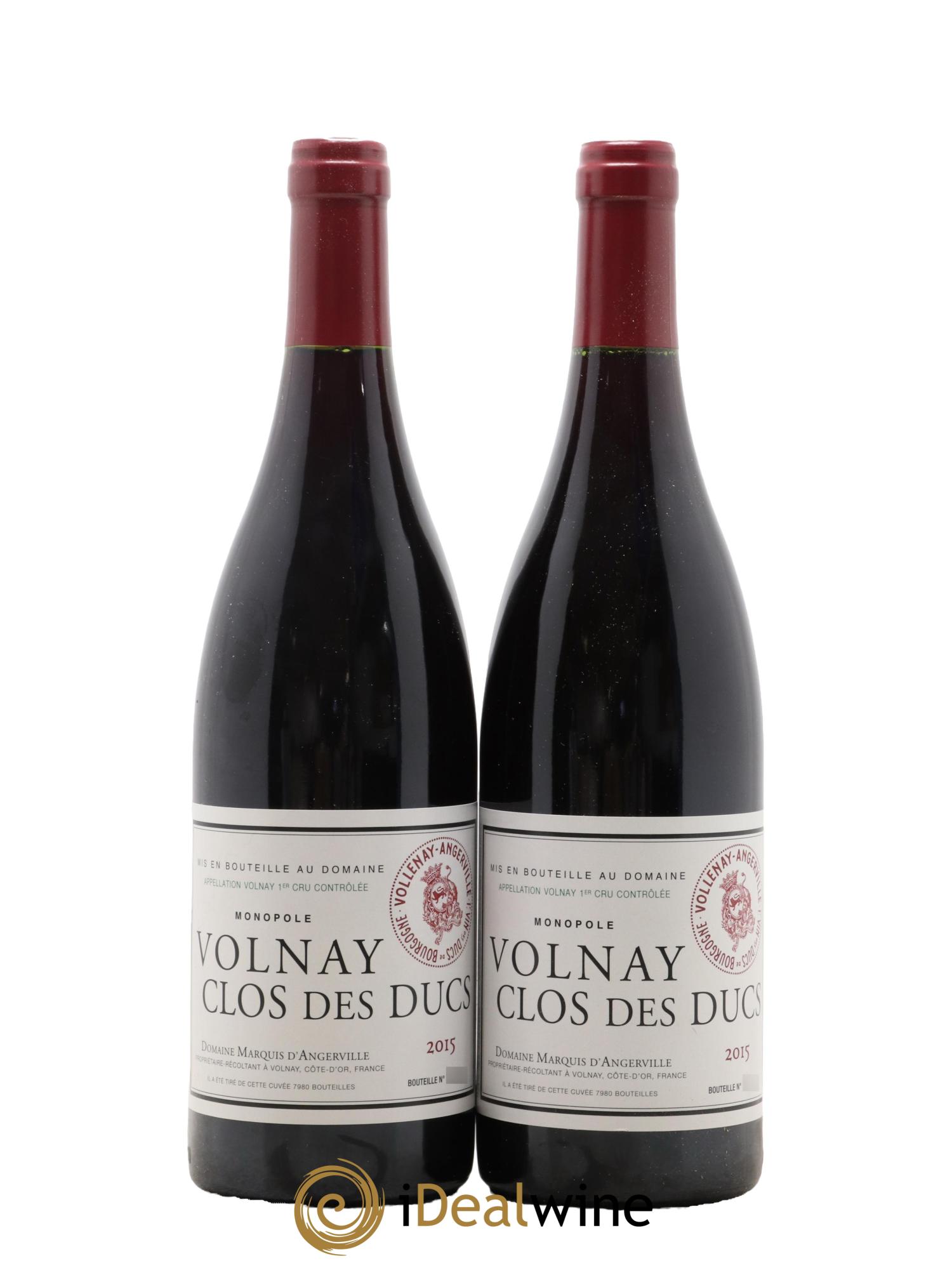 Volnay 1er Cru Clos des Ducs Marquis d'Angerville (Domaine)  2015 - Lotto di 2 bottiglie - 0