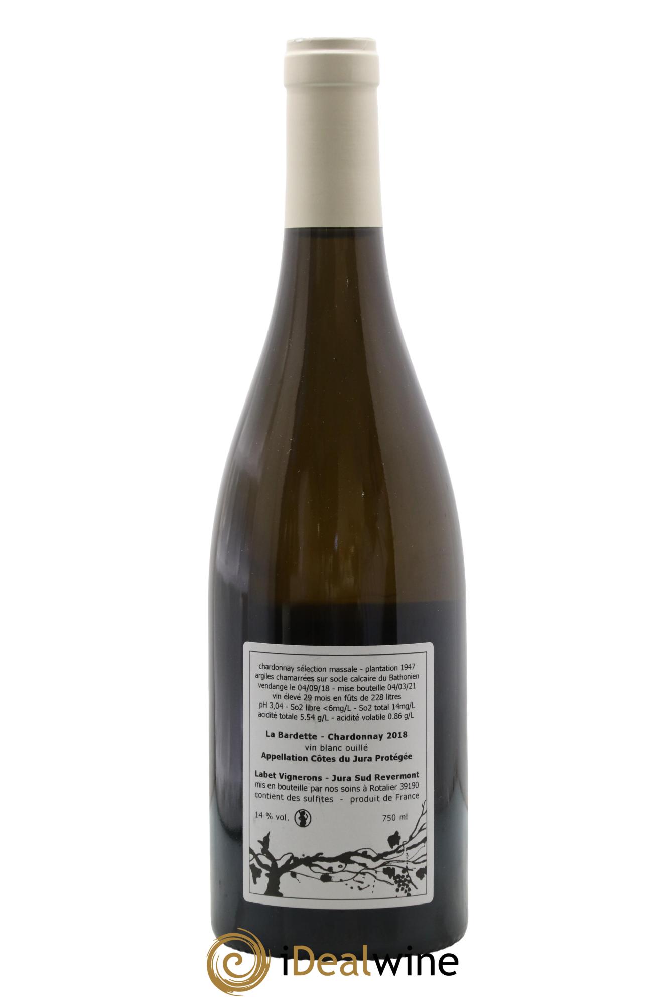 Côtes du Jura Chardonnay La Bardette Romain - Julien  - Charline Labet 2018 - Lot de 1 bouteille - 1