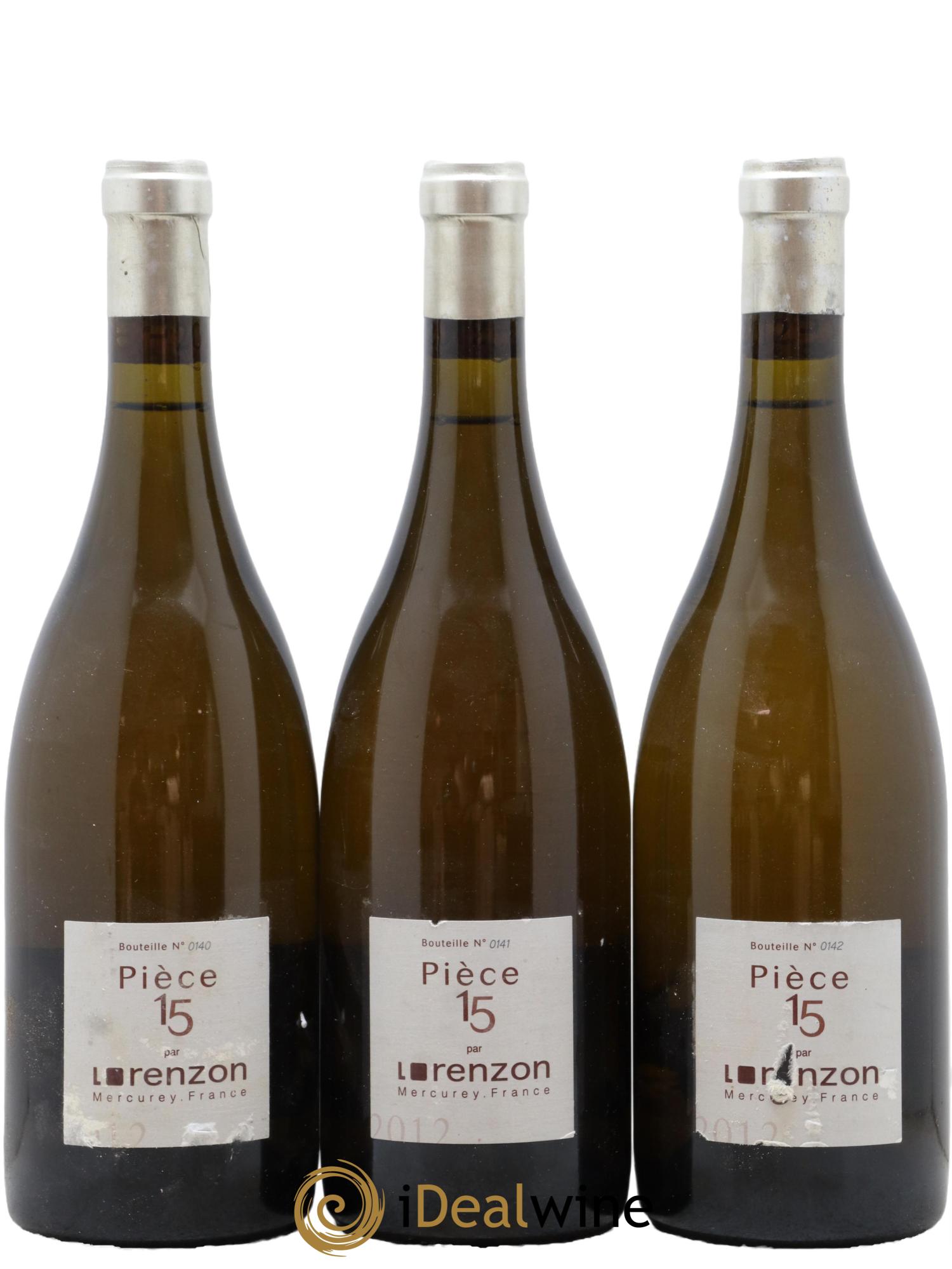 Mercurey 1er Cru Pièce 15 Bruno Lorenzon  2012 - Lot de 3 bouteilles - 0