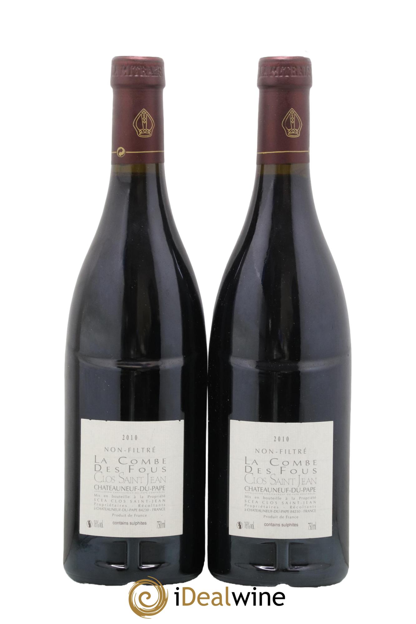 Châteauneuf-du-Pape Clos Saint-Jean La Combe des Fous Pascal et Vincent Maurel 2010 - Posten von 2 Flaschen - 1