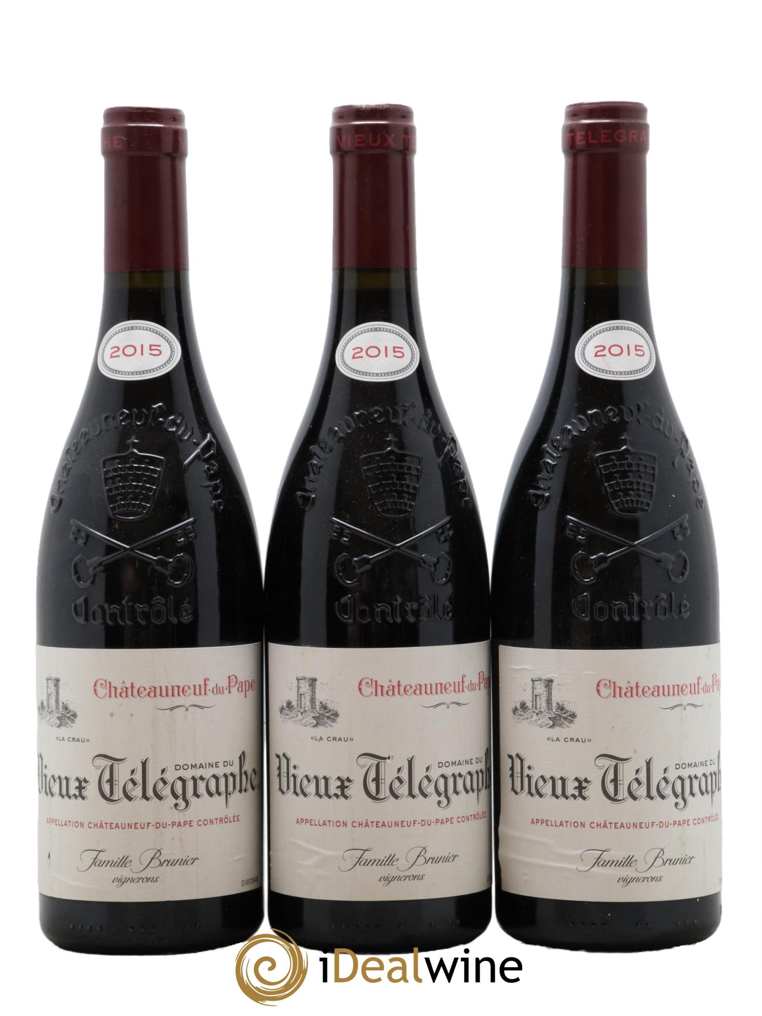 Châteauneuf-du-Pape Vieux Télégraphe (Domaine du) Vignobles Brunier 2015 - Posten von 3 Flaschen - 0