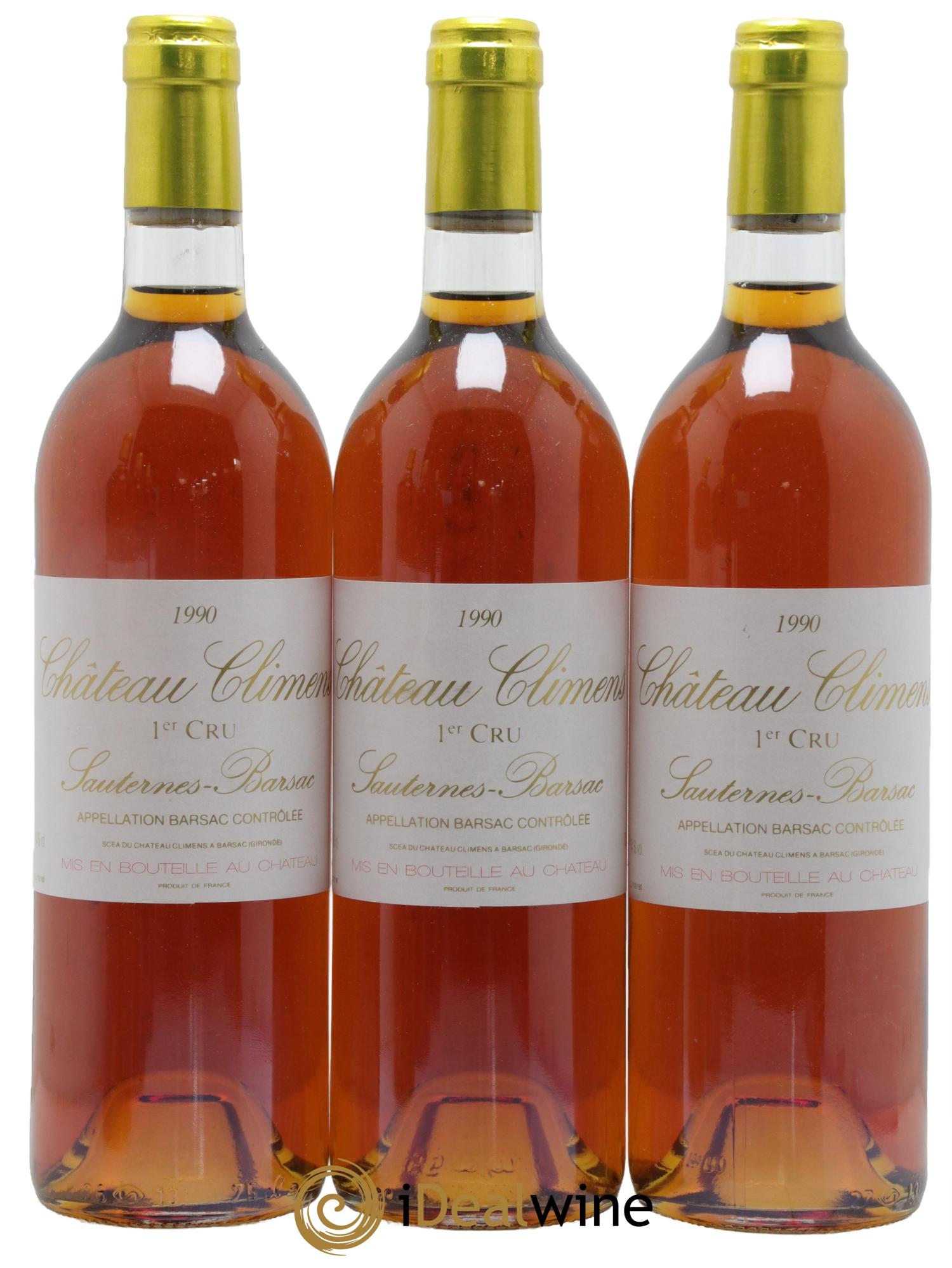 Château Climens 1er Grand Cru Classé 1990 - Lot of 3 bottles - 0