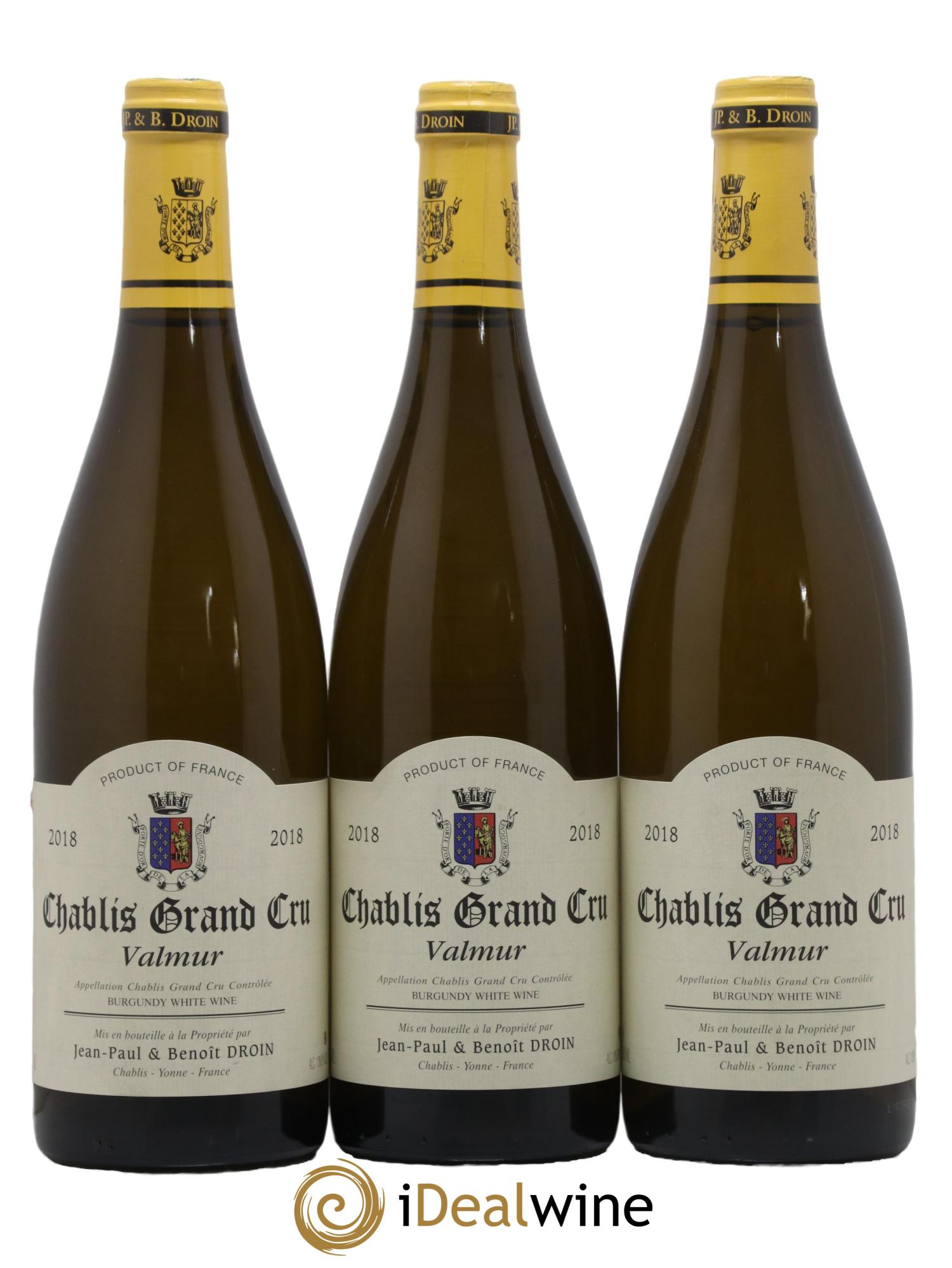 Chablis Grand Cru Valmur Jean-Paul & Benoît Droin (Domaine) 2018 - Lot de 3 bouteilles - 0