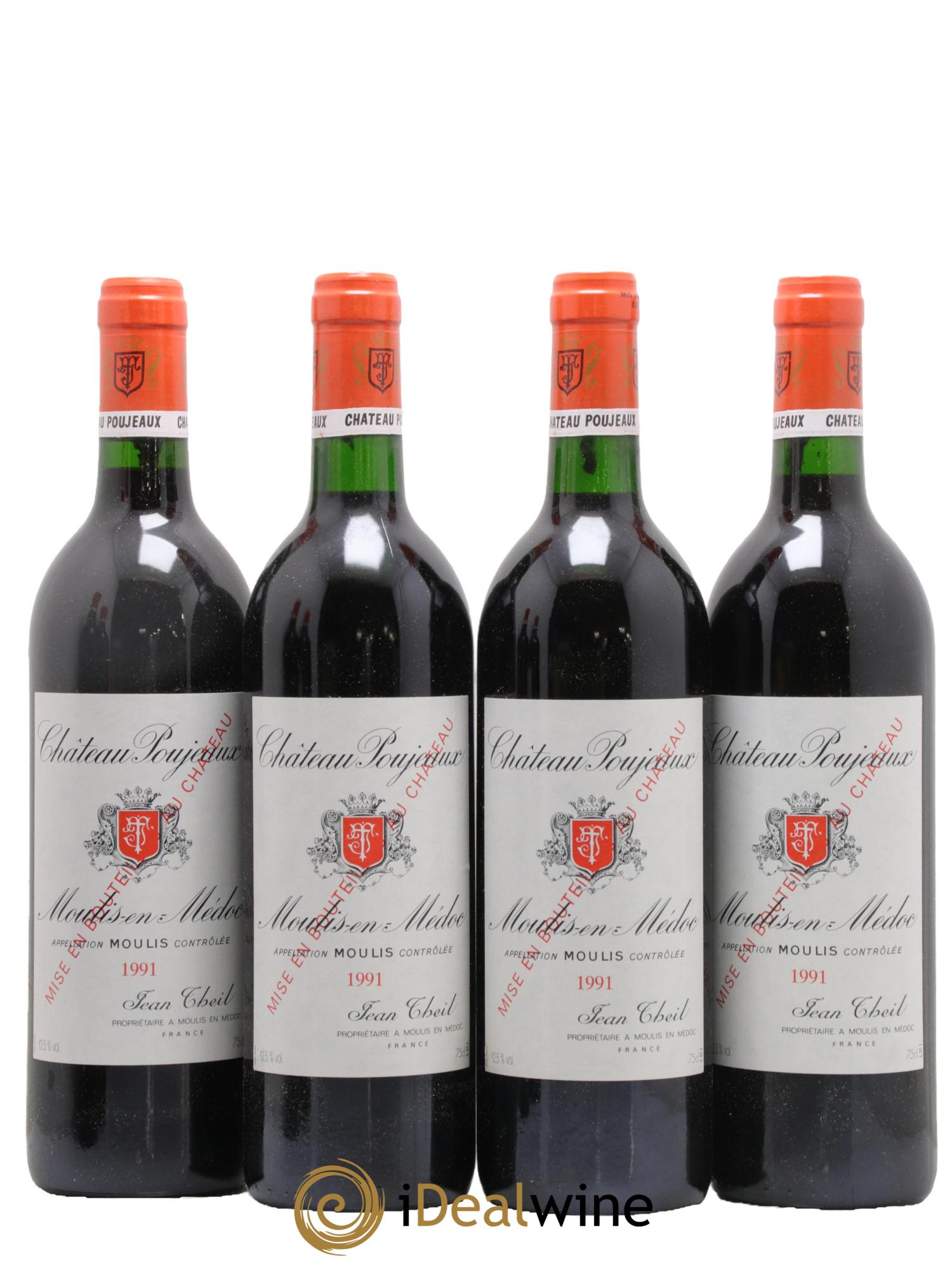 Château Poujeaux 1991 - Lot de 4 bouteilles - 0