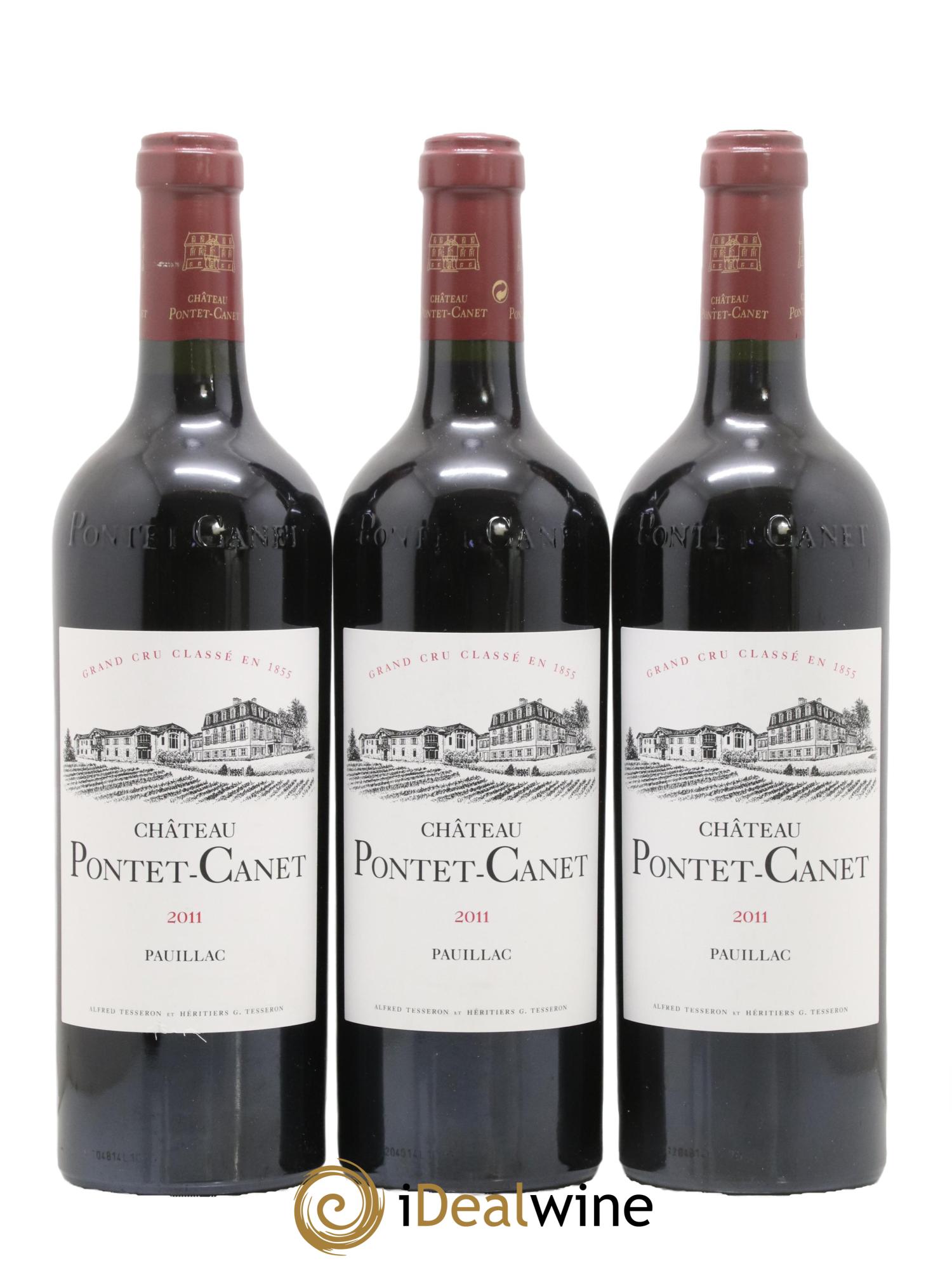 Château Pontet Canet 5ème Grand Cru Classé 2011 - Lot de 3 bouteilles - 0