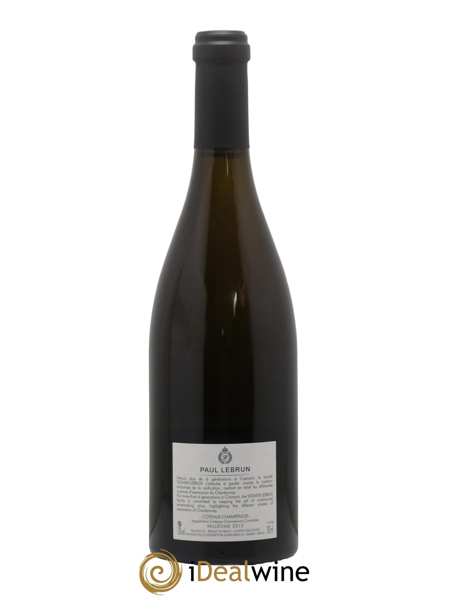 Coteaux Champenois Domaine Paul Lebrun 2015 - Lotto di 1 bottiglia - 1